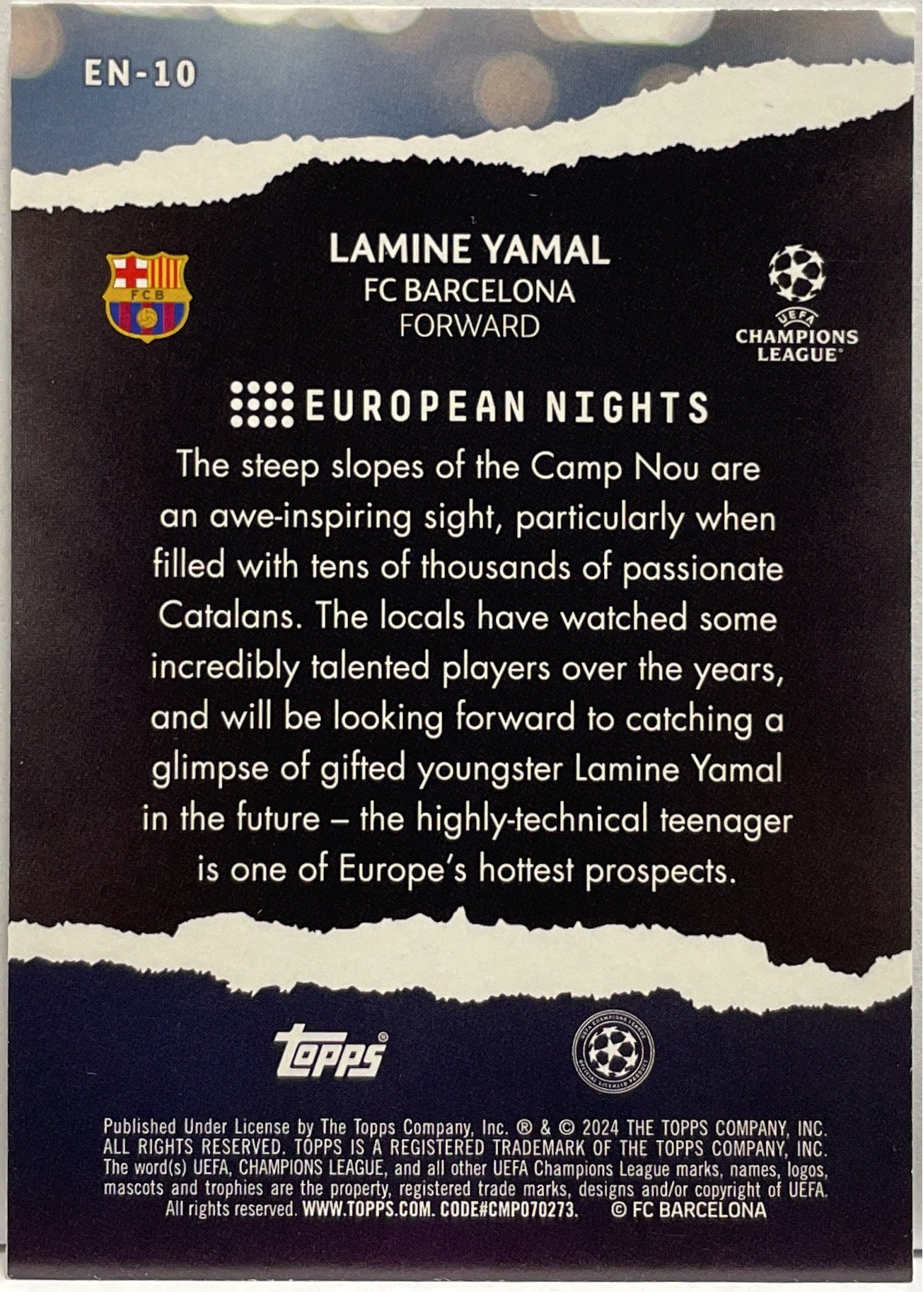 Lamine Yamal Rookie European Nights Topps UCC 2023/24