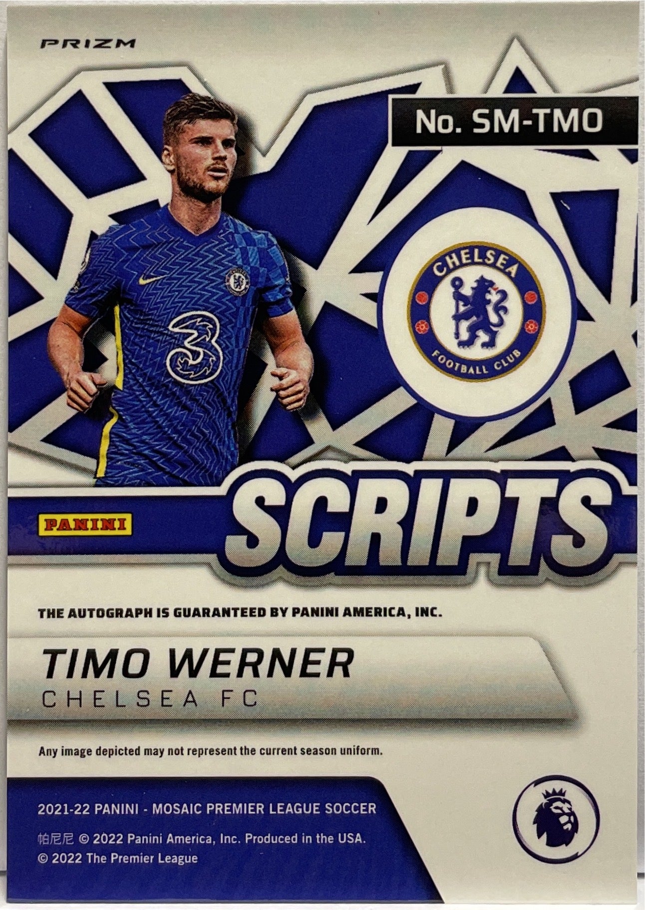 Tio Werner Autograph Scripts Panini Mosaic Premier League 2021/22
