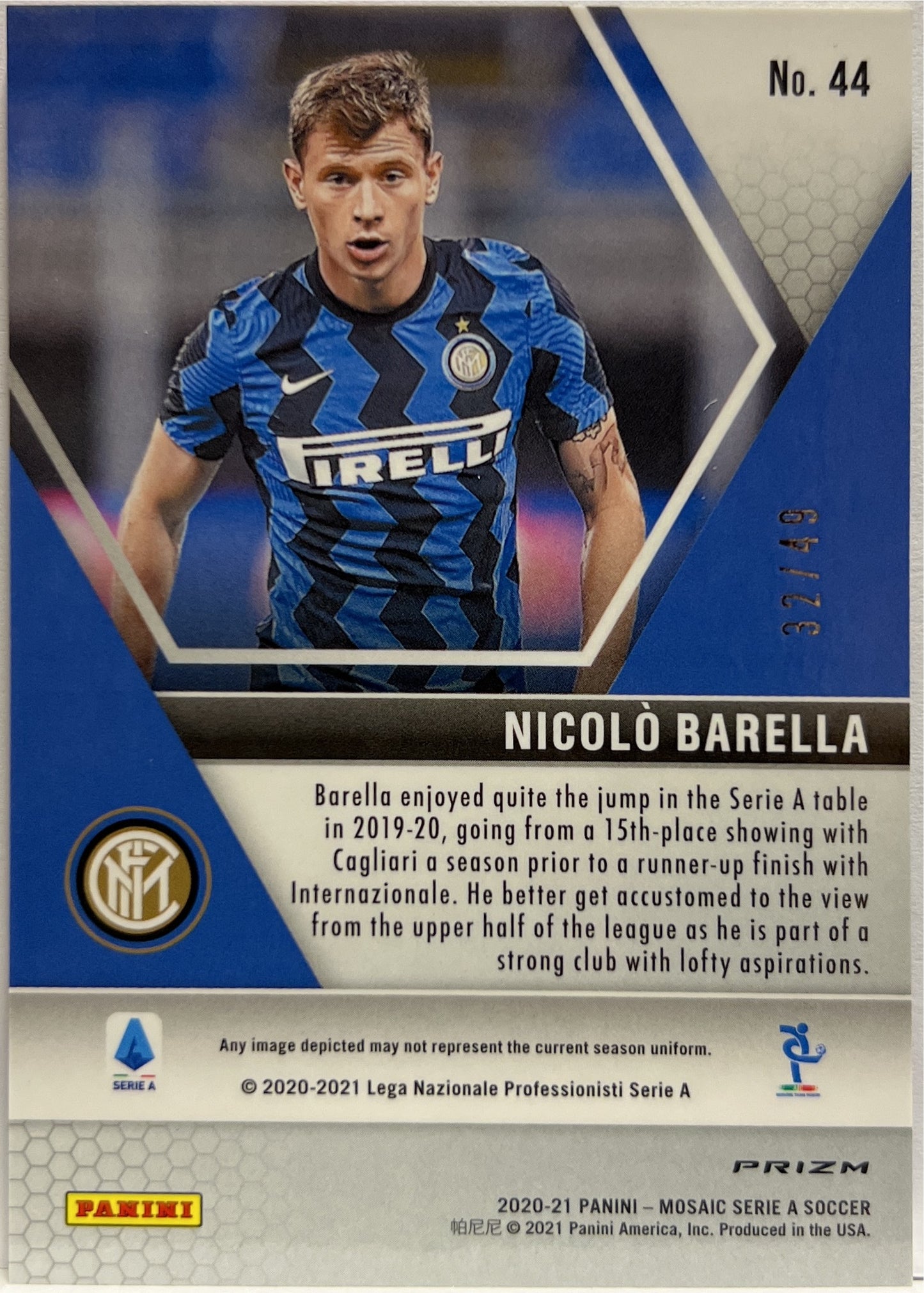 Nicolo Barella 32/49 Purple Mosaic Serie A 2020/21