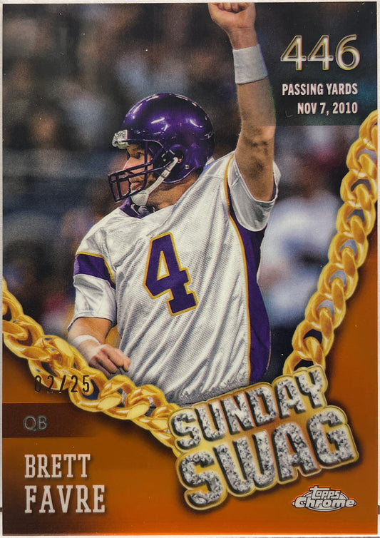 Brett Favre 2/25 Sunday Swag Orange Topps Chrome Football 2024