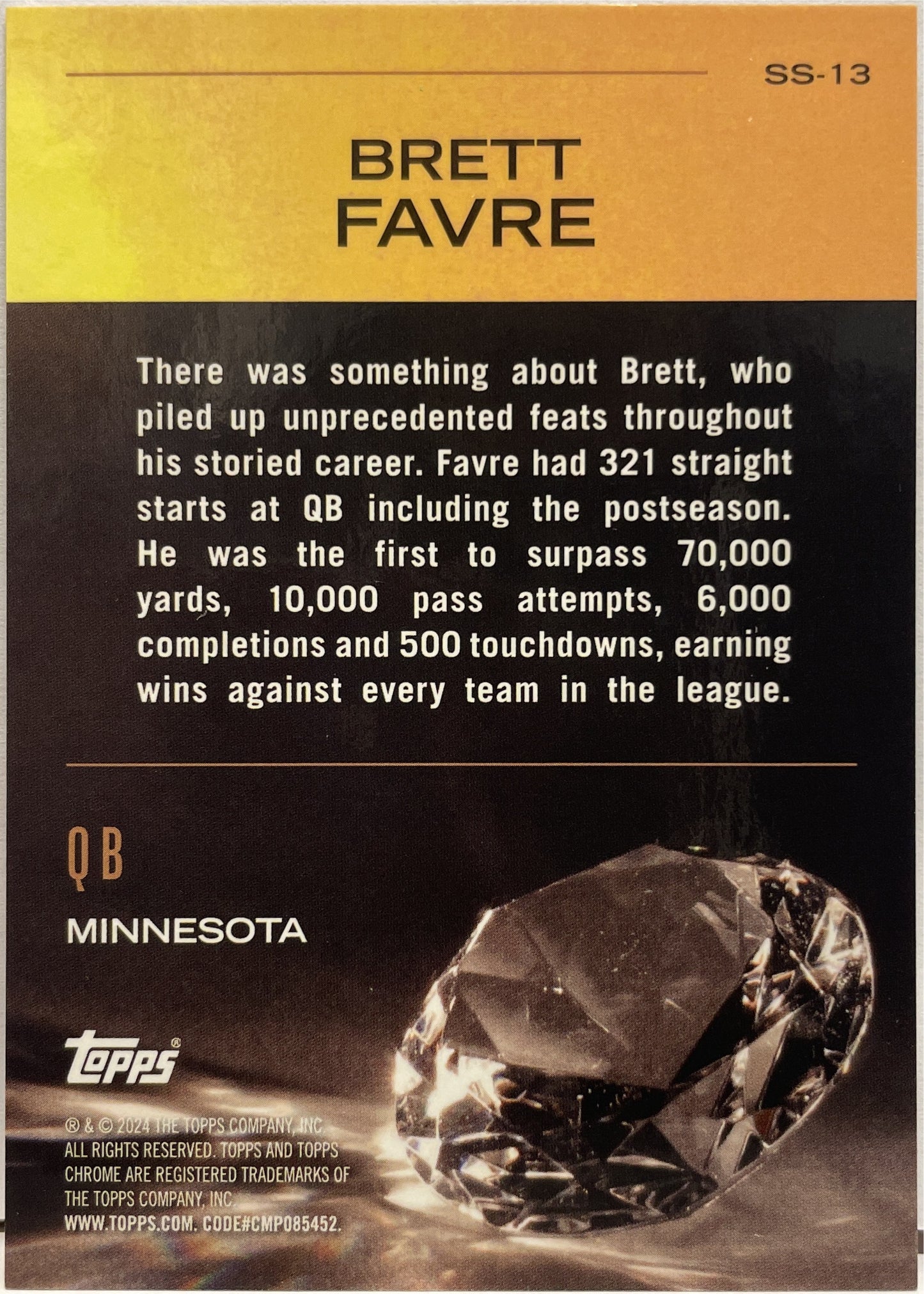 Brett Favre 2/25 Sunday Swag Orange Topps Chrome Football 2024