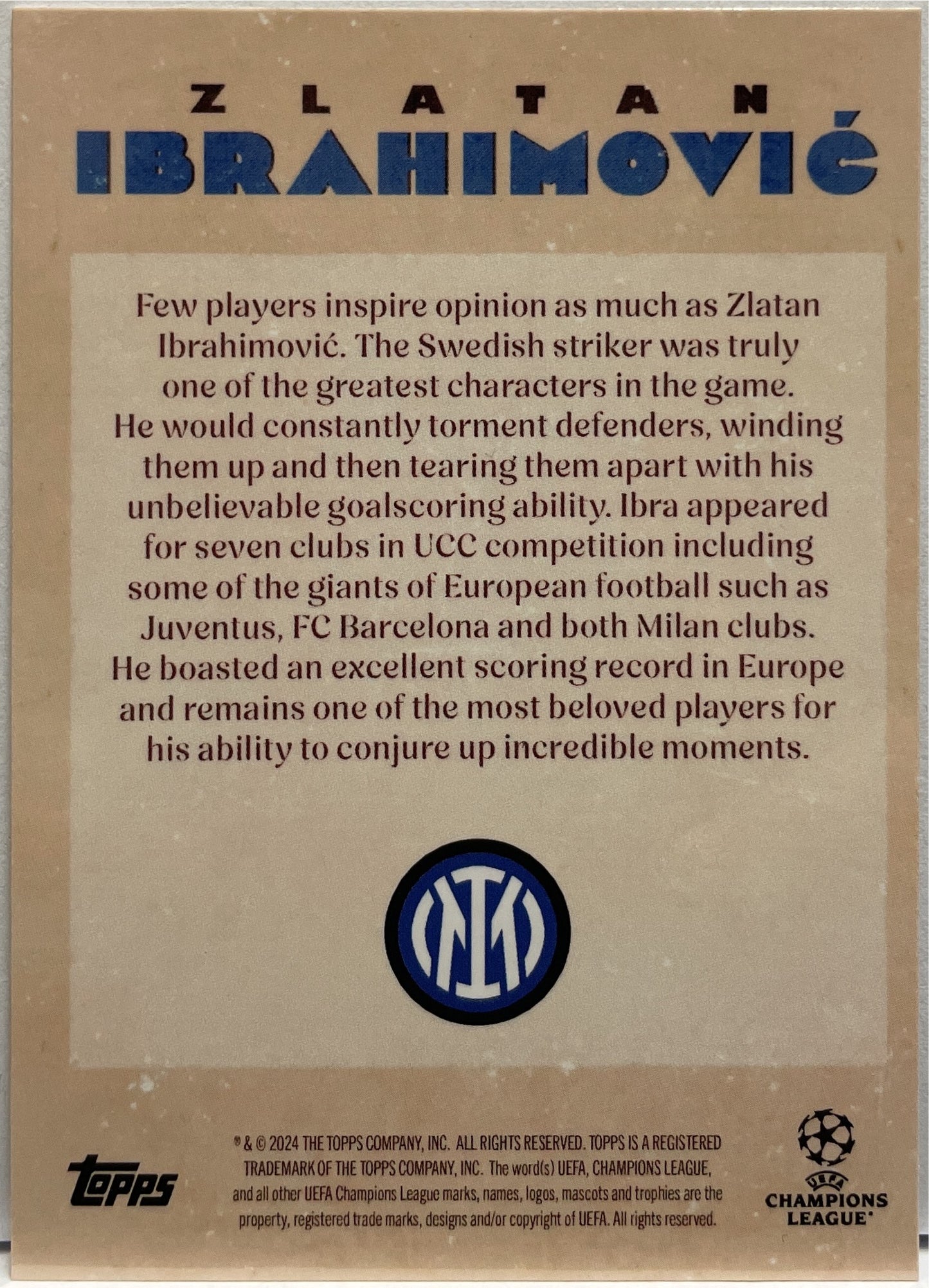 Zlatan Ibrahimovic Artistry Topps Deco 2024/25