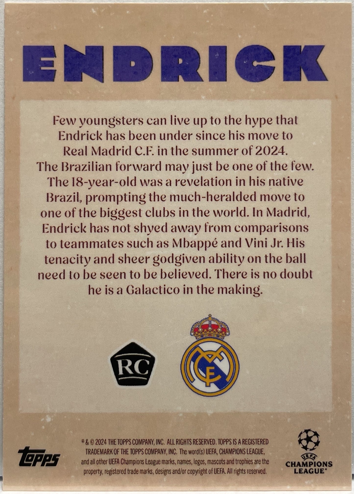 Endrick Rookie Artistry Topps Deco 2024/25