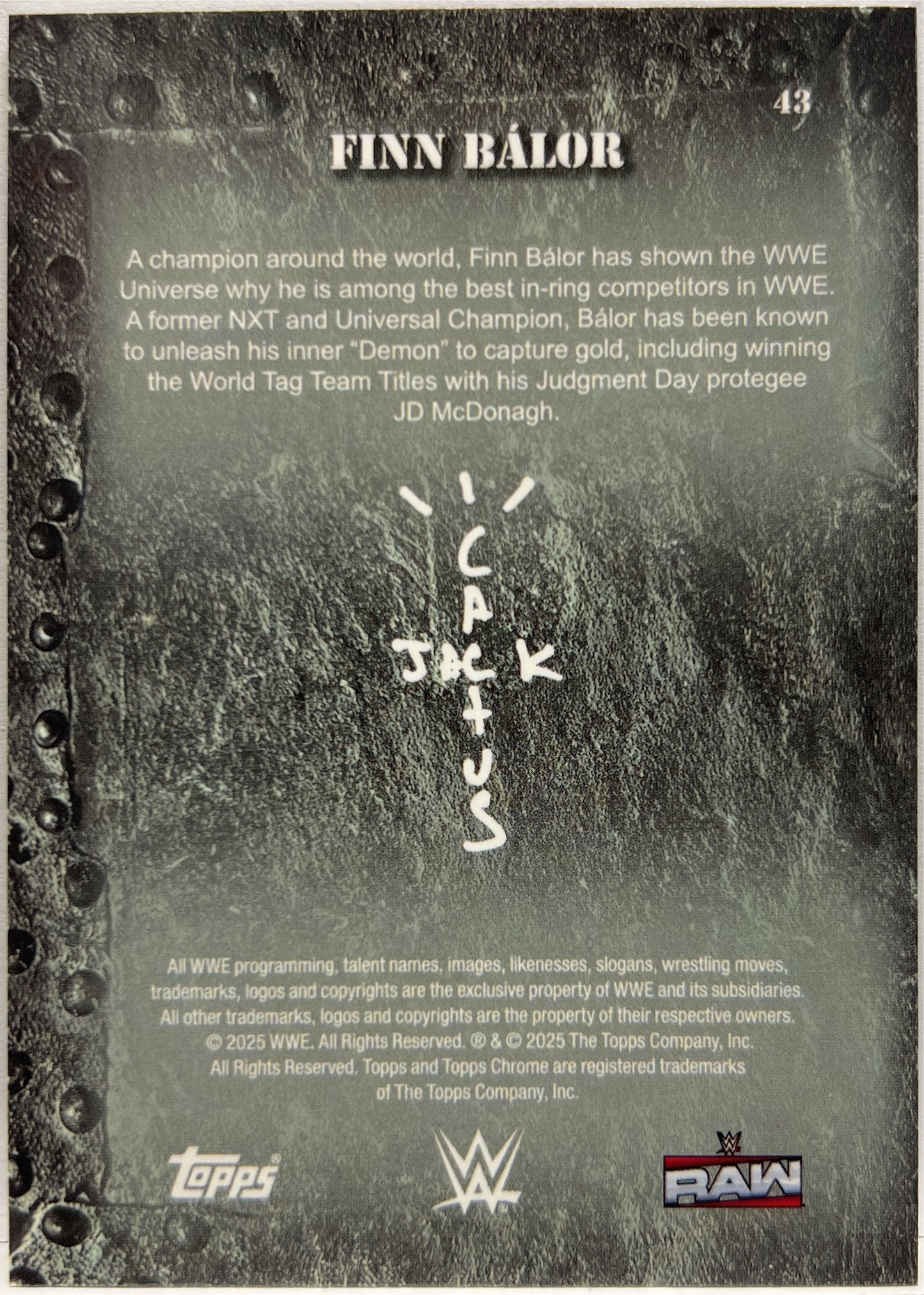 Finn Balor 178/250 Topps Chrome WWE x Cactus Jack 2025