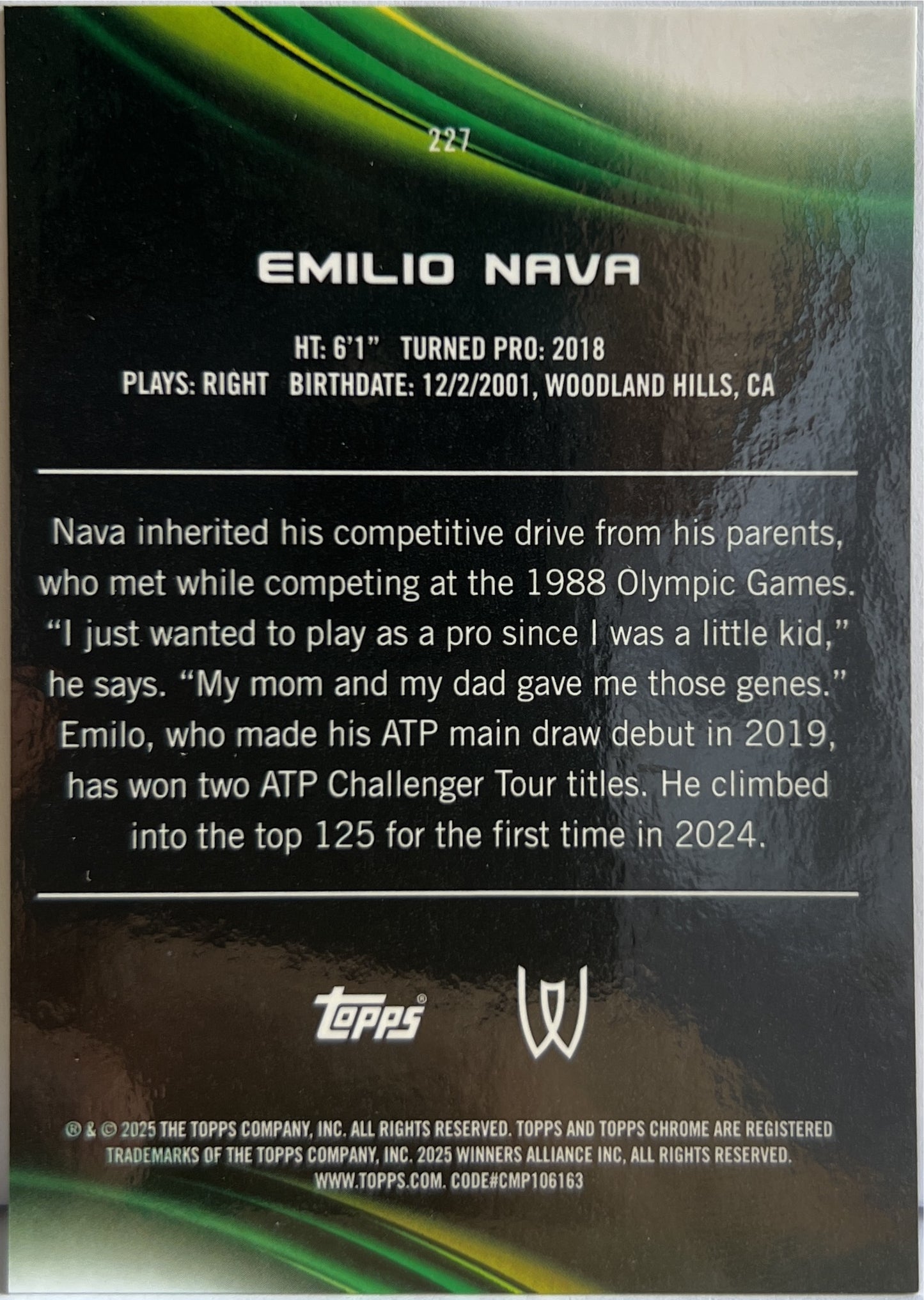 Emilio Nava 48/50 Gold Topps Chrome Tennis 2025