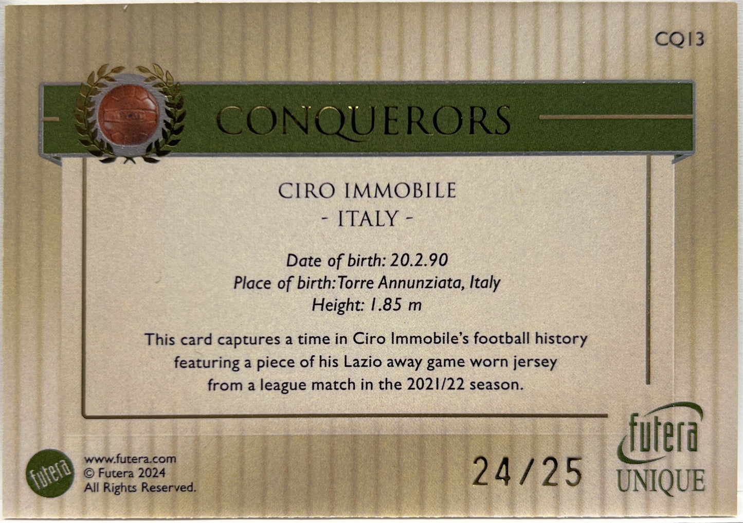 Ciro Immobile 24/25 Patch Conquerors Futera Unique 2024