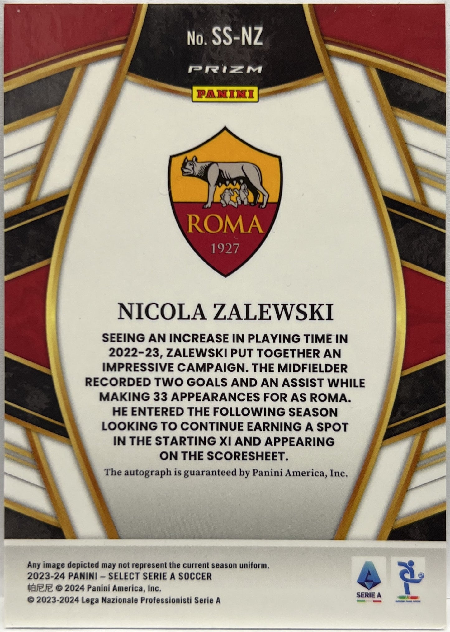 Nicola Zalewski Autograph Select Serie A 2023/24