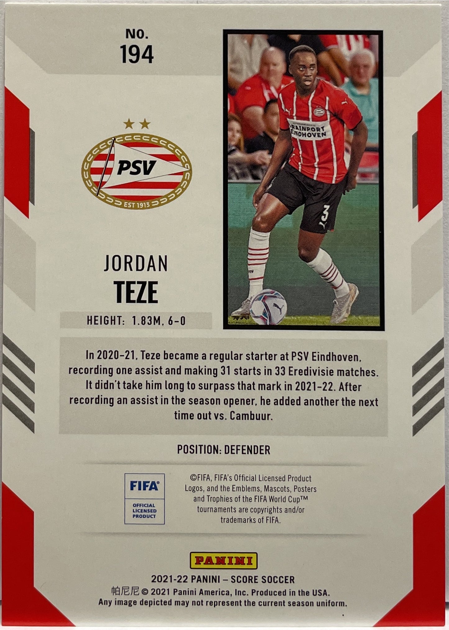 Jordan Teze 14/25 Rookie Pink Score Fifa 2021/22