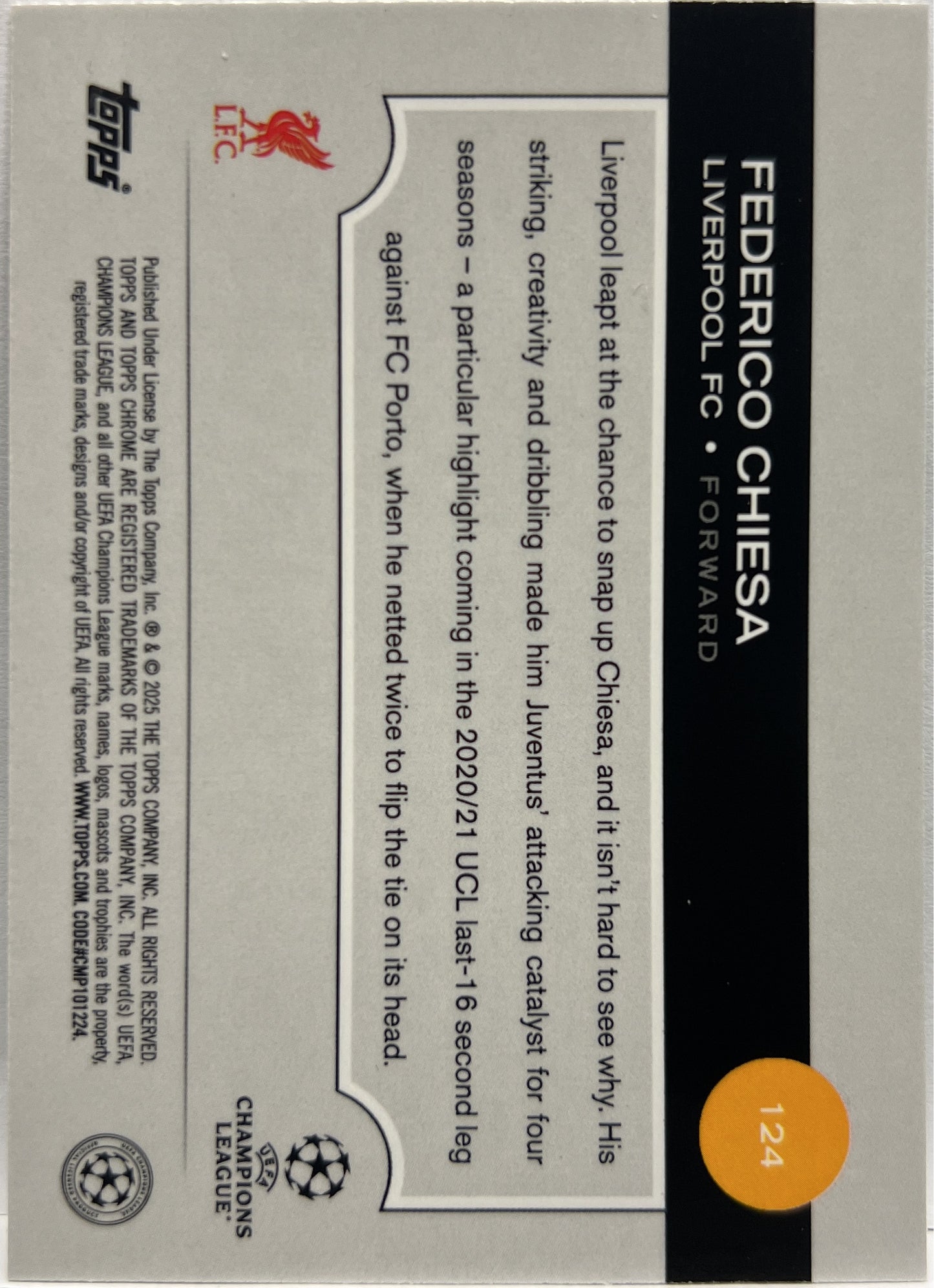 Federico Chiesa 12/99 Green Topps Chrome UCC 2024/25