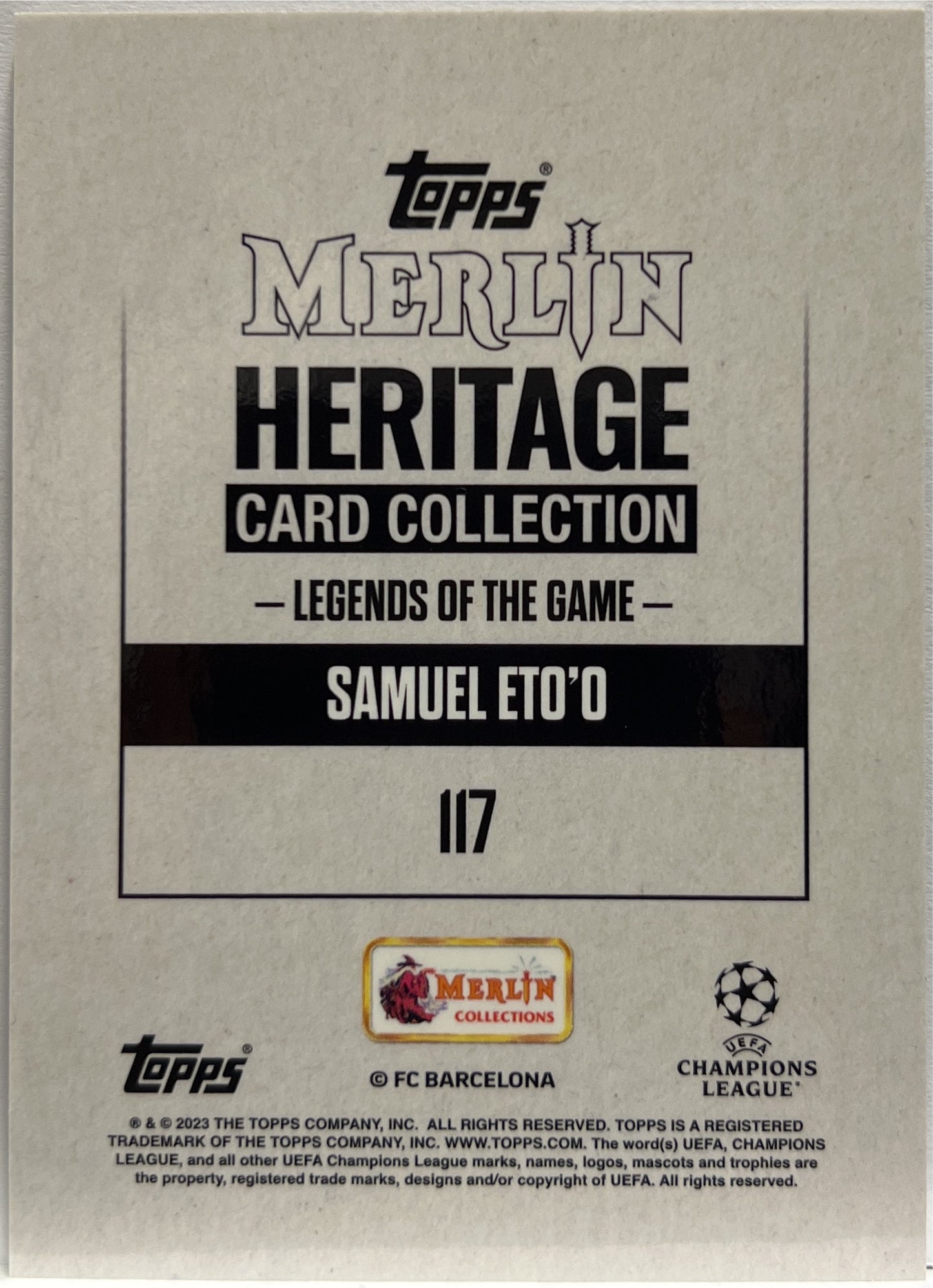 Samuel Eto'O 83/99 Autograph Legends Of The Game Topps Merlin Heritage 2023/24