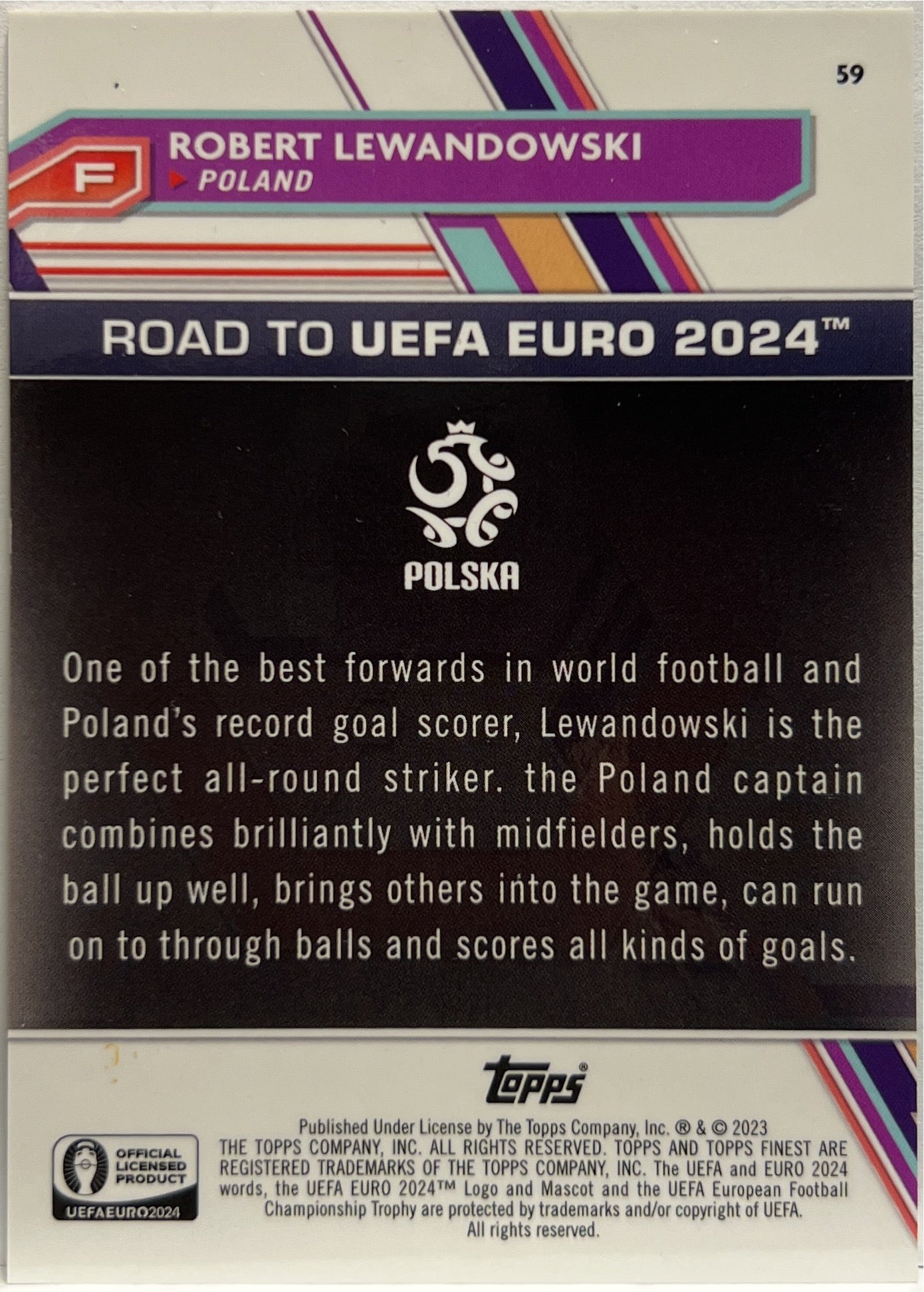 Robert Lewandowski 62/99 Green Topps Chrome Euro 2024