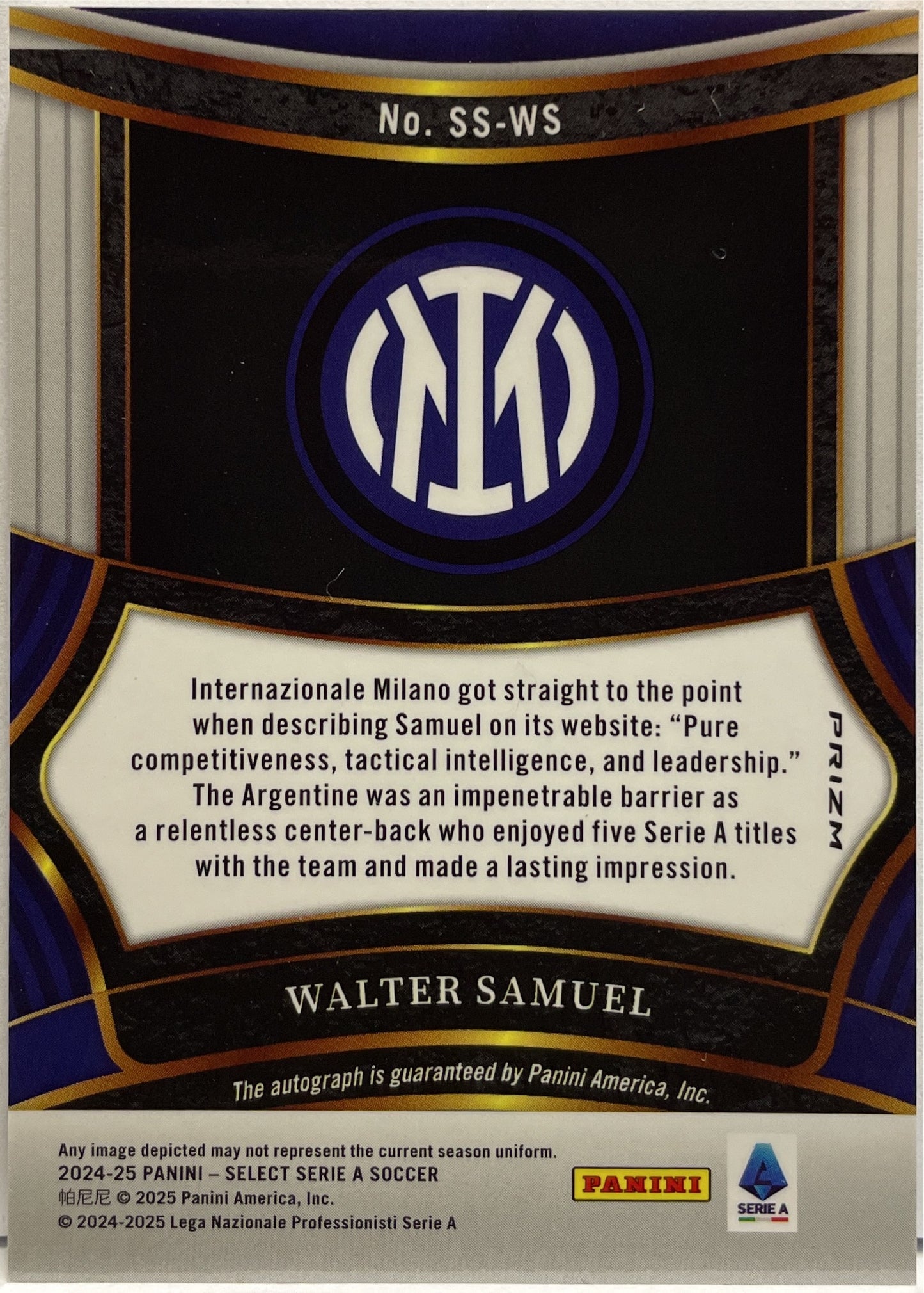 Walter Samuel Autograph Signature Select Serie A 2024/25