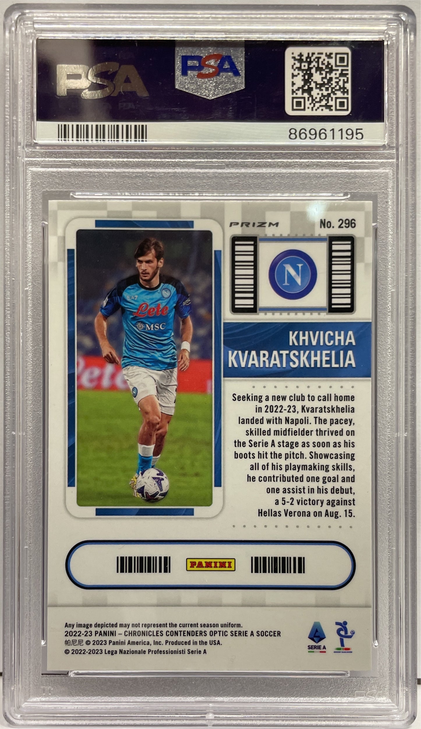 PSA 10 - Khvicha Kvaratskhelia Rookie Ticket Red Mojo - Chronicles Serie A 2022/23