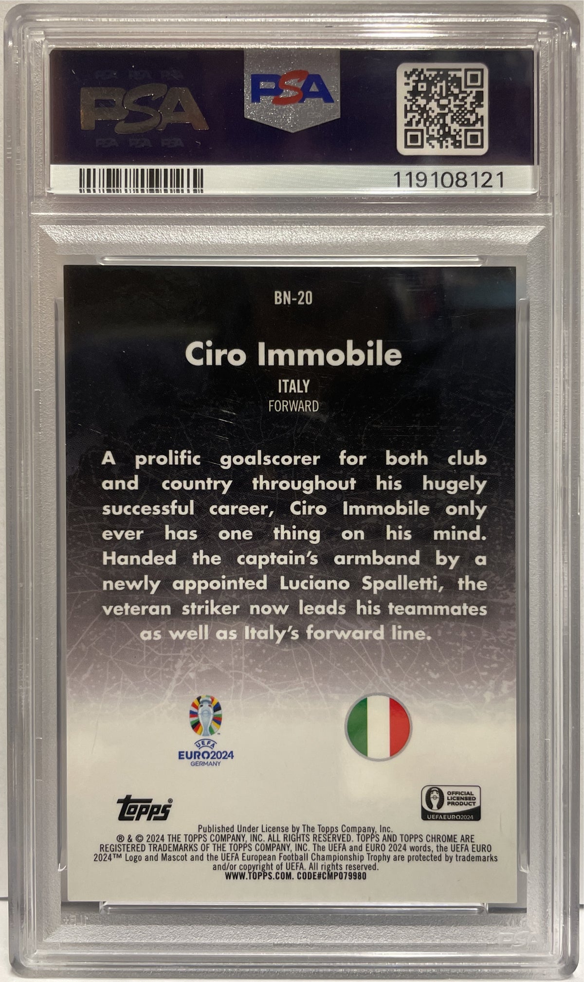 Ciro Immobile Berlin At Night Topps Chrome Uefa Euro 2024 PSA 10