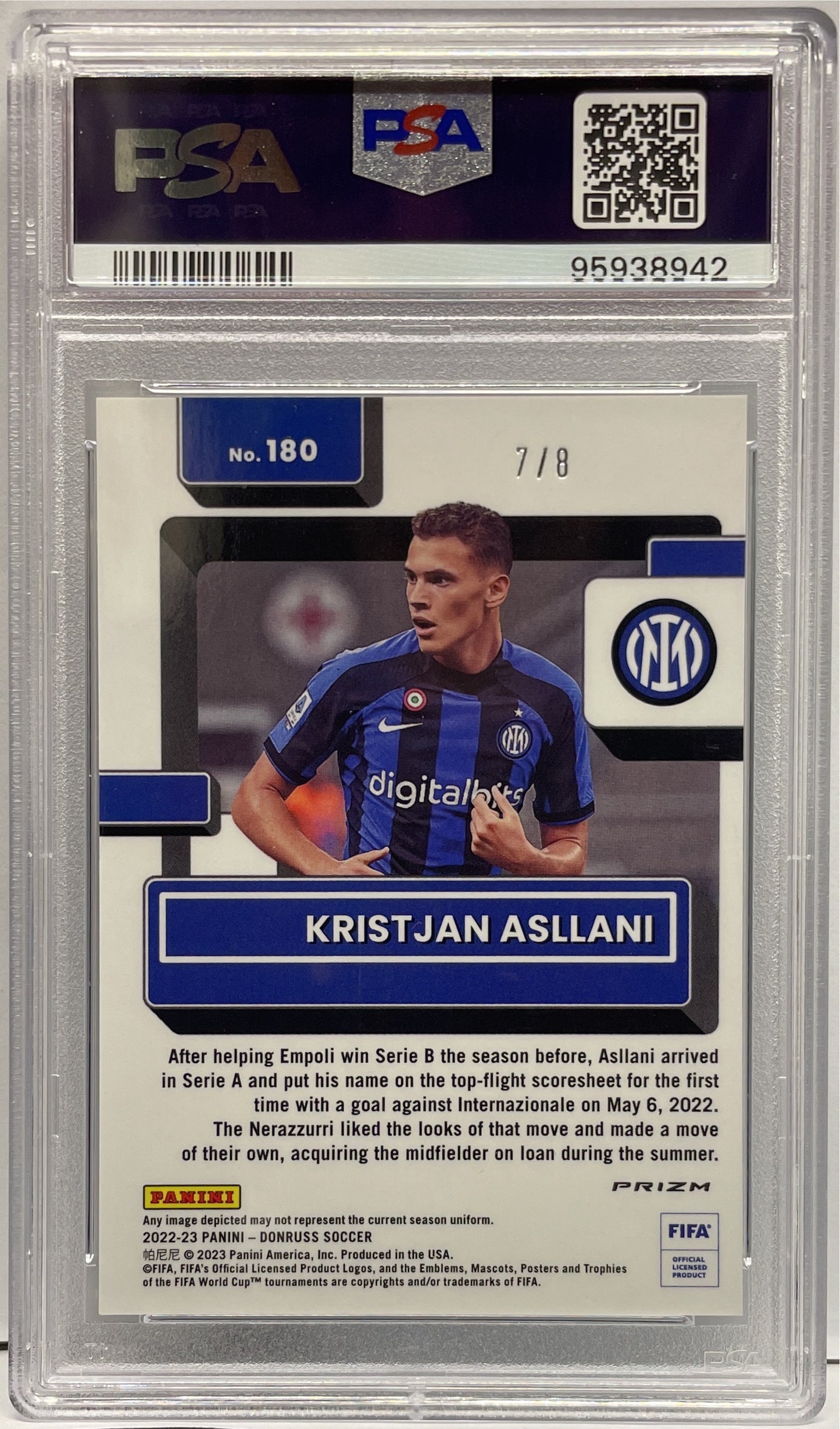 PSA 10 - Kristjan Asllni 7/8 Rated Rookie Optic Dragon - Donruss Fifa 2022/23