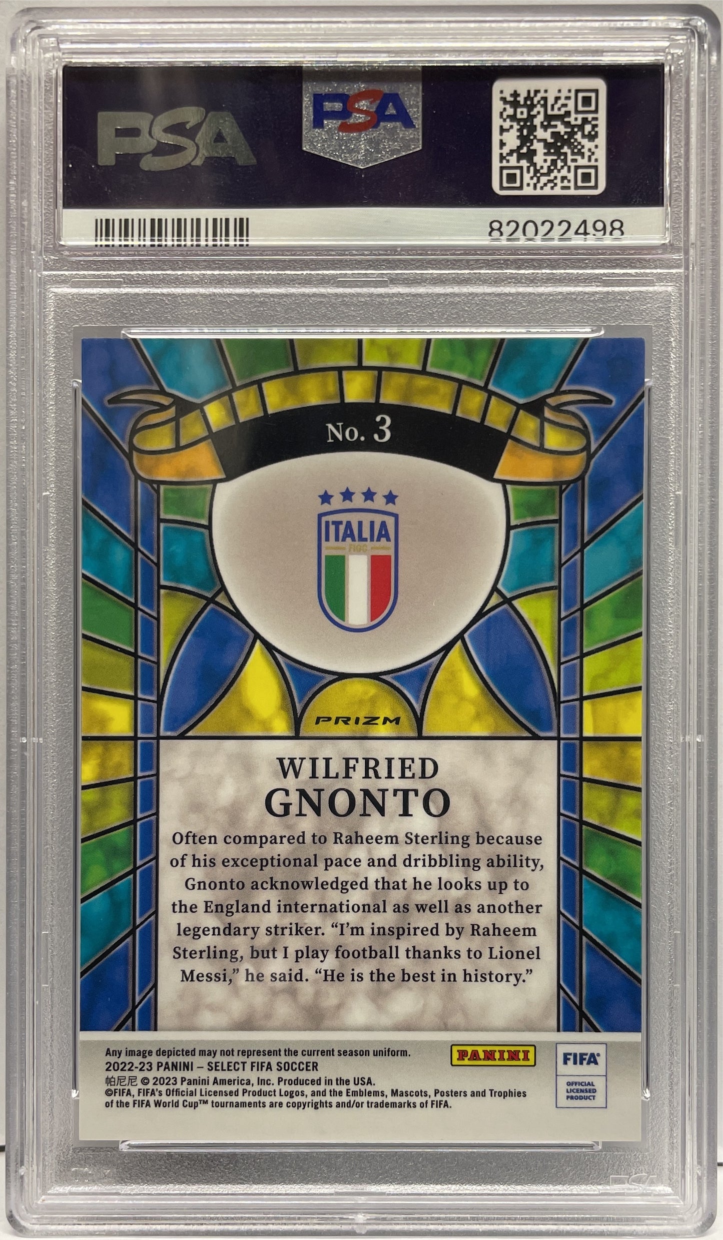 PSA 10 - Wilfred Gnonto Rookie Stained Glass - Select Fifa 2022/23