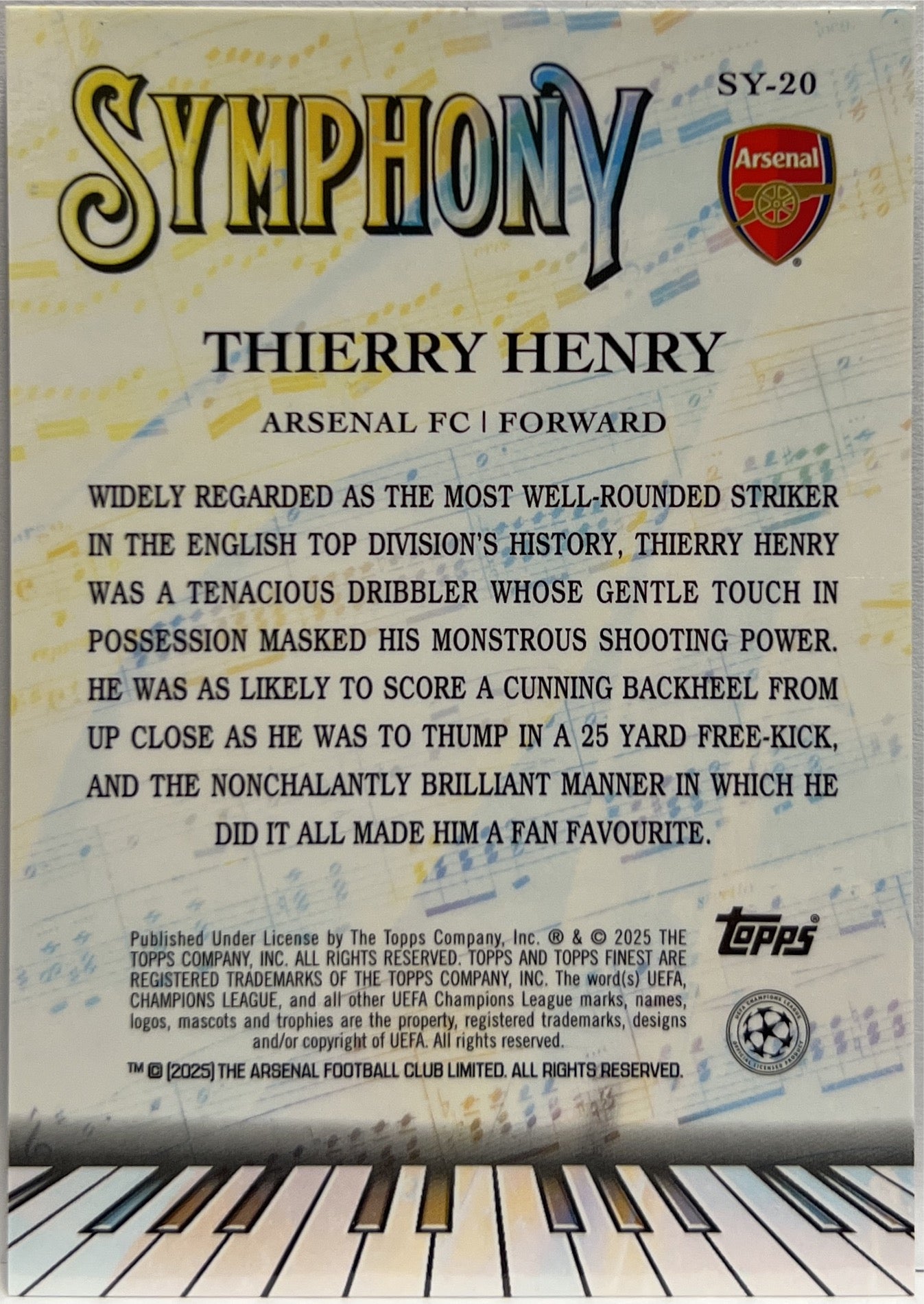 Thierry Henry 204/299 Symphony Purple Topps Finest UCC 2024/25