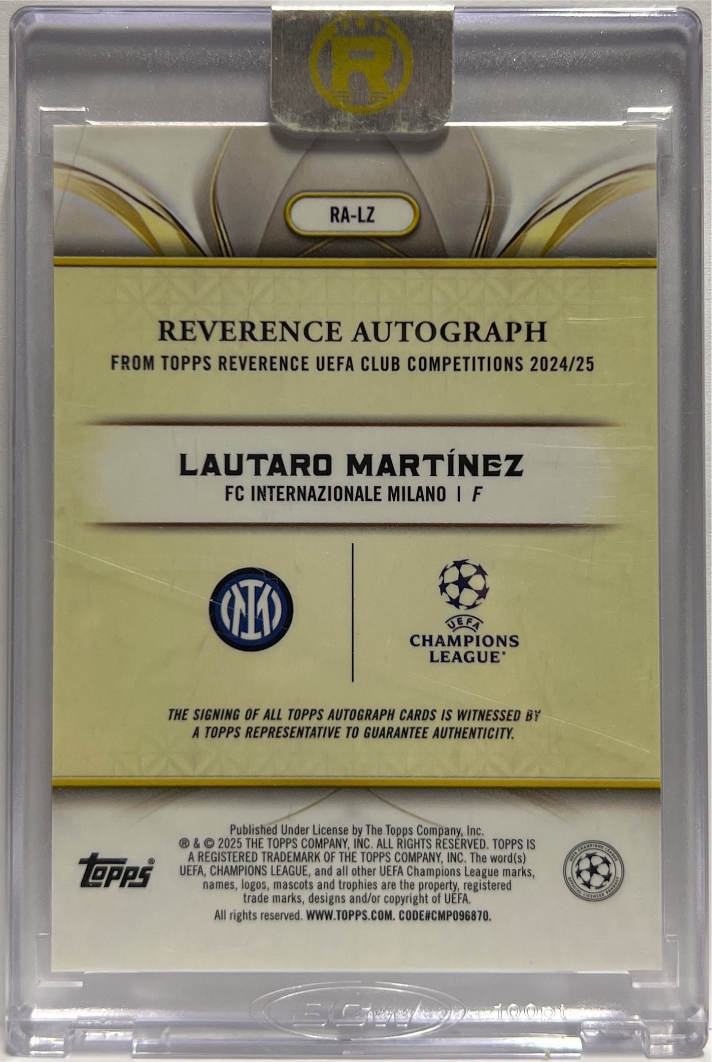 Lautaro Martinez 19/25 Autograph Topps Reverence 2024/25
