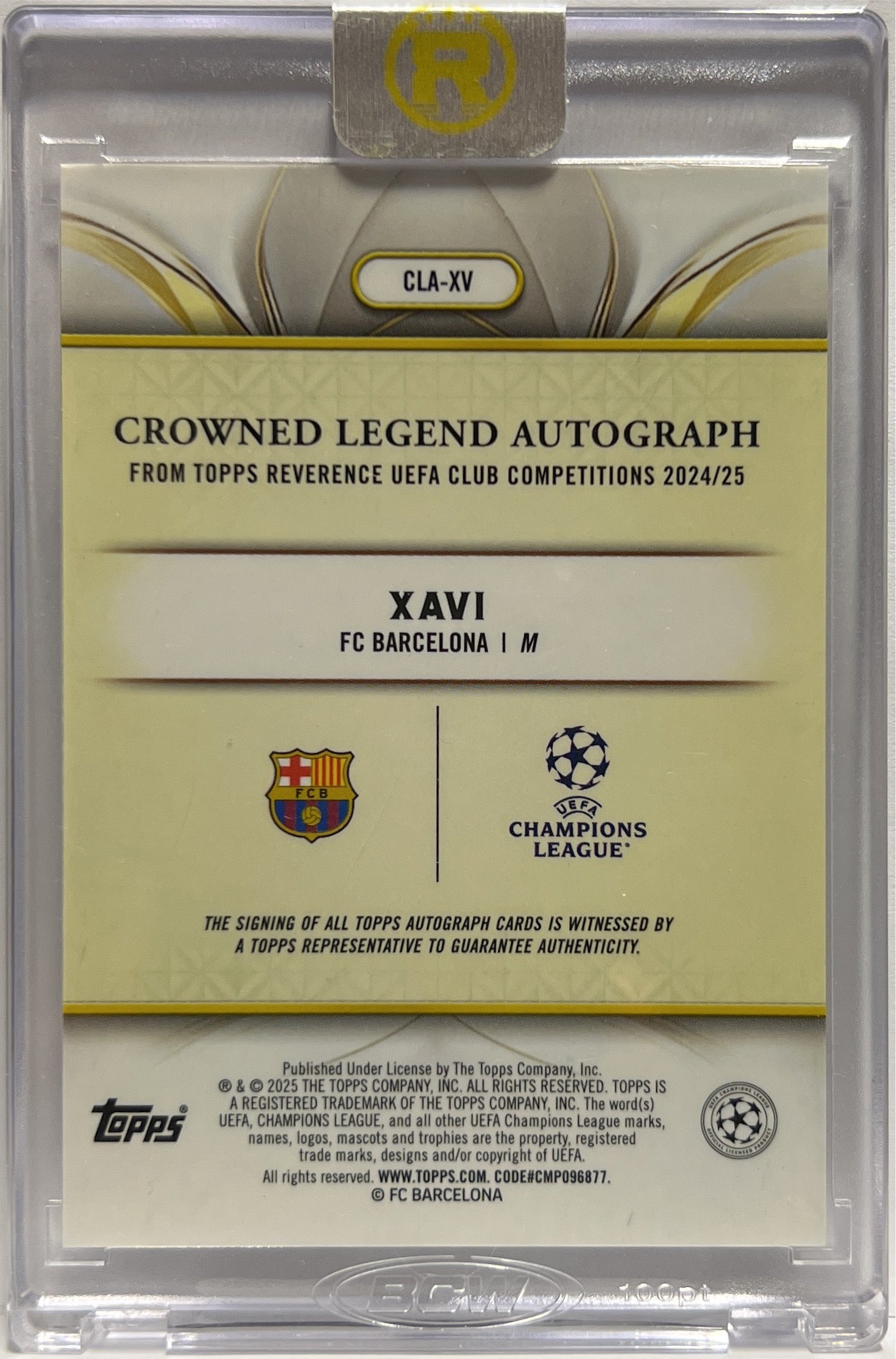 Xavi 11/25 Autograph Crowned Legend Topps Reverence 2024/25