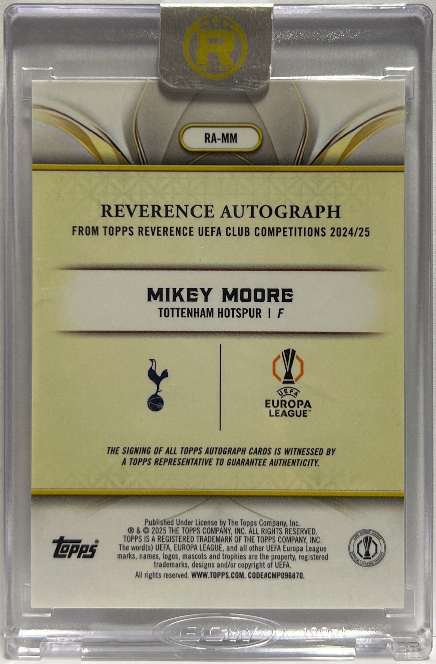 Mikey Moore 90/99 Rookie Autograph Topps Reverence 2024/25
