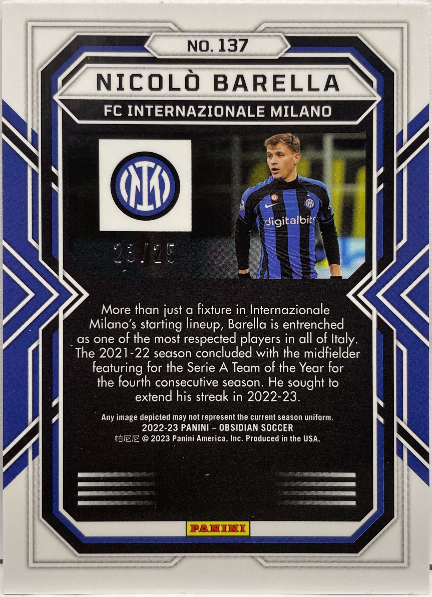 Nicolo Barella 23/25 Purple Obsidian 2022/23