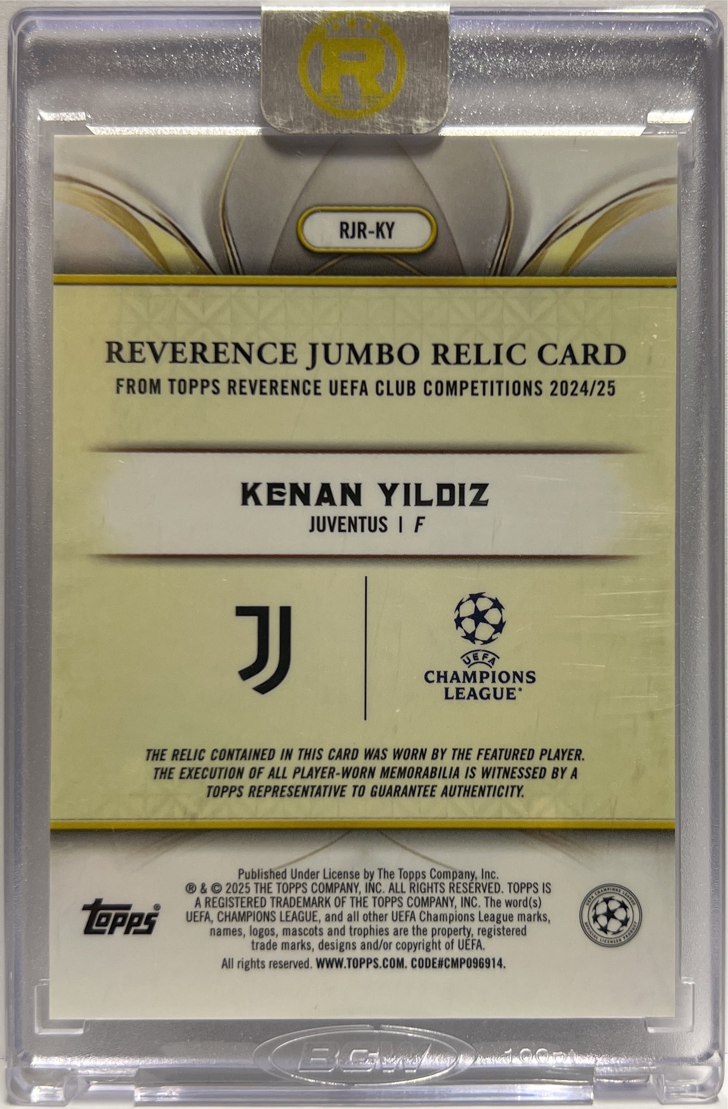 Kenan Yildiz 18/99 Patch Jumbo Relic Topps Reverence 2024/25