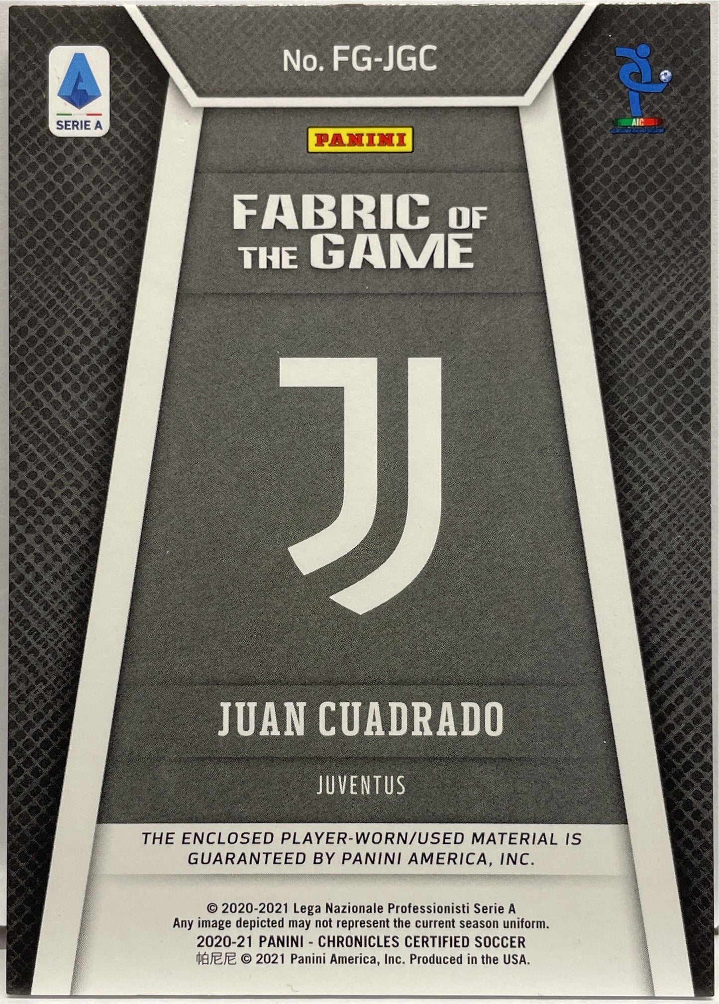 Juan Cuadrado 13/149 Patch The Fabric Of The Game Certified Chronicles 2020/21