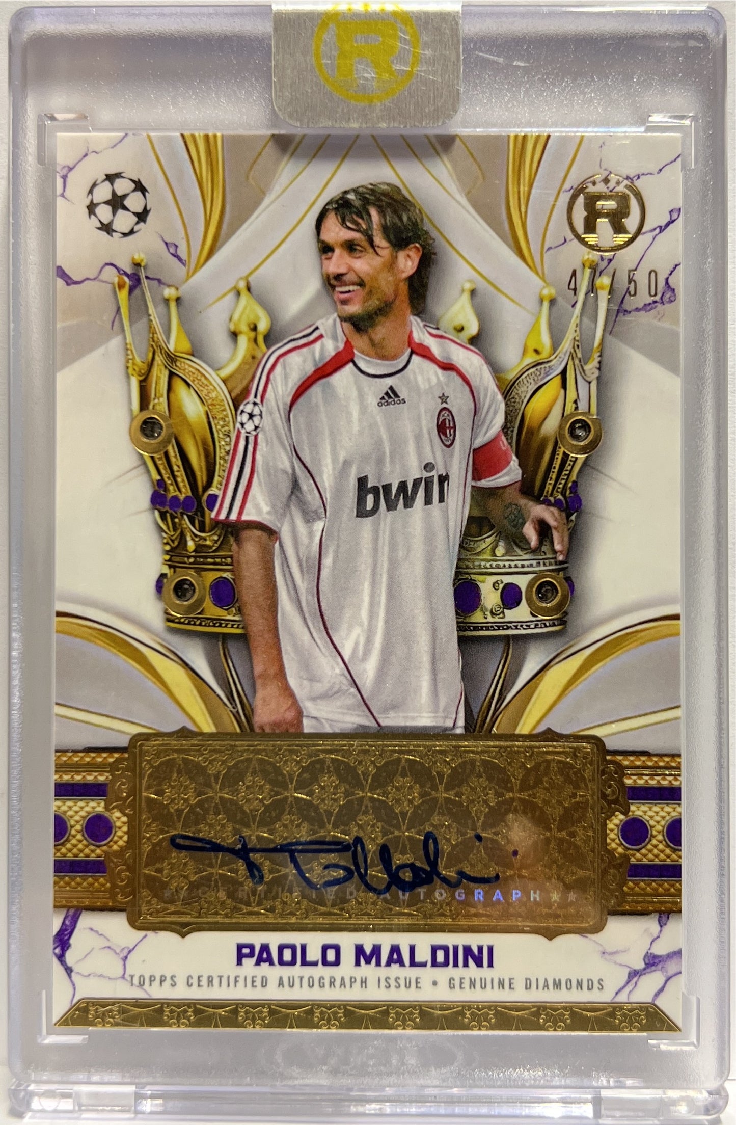 Paolo Maldini 47/50 Autograph Crowned Legend Jewel Topps Reverence 2024/25