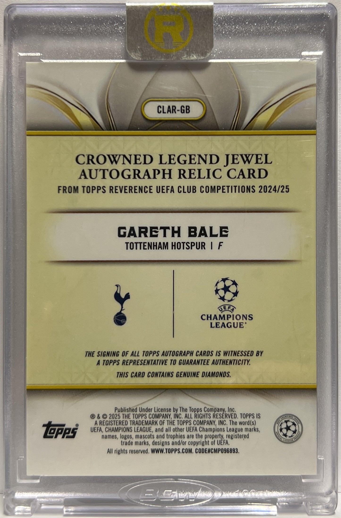 Gareth Bale 17/50 Autograph Crowned Legend Jewel Topps Reverence 2024/25