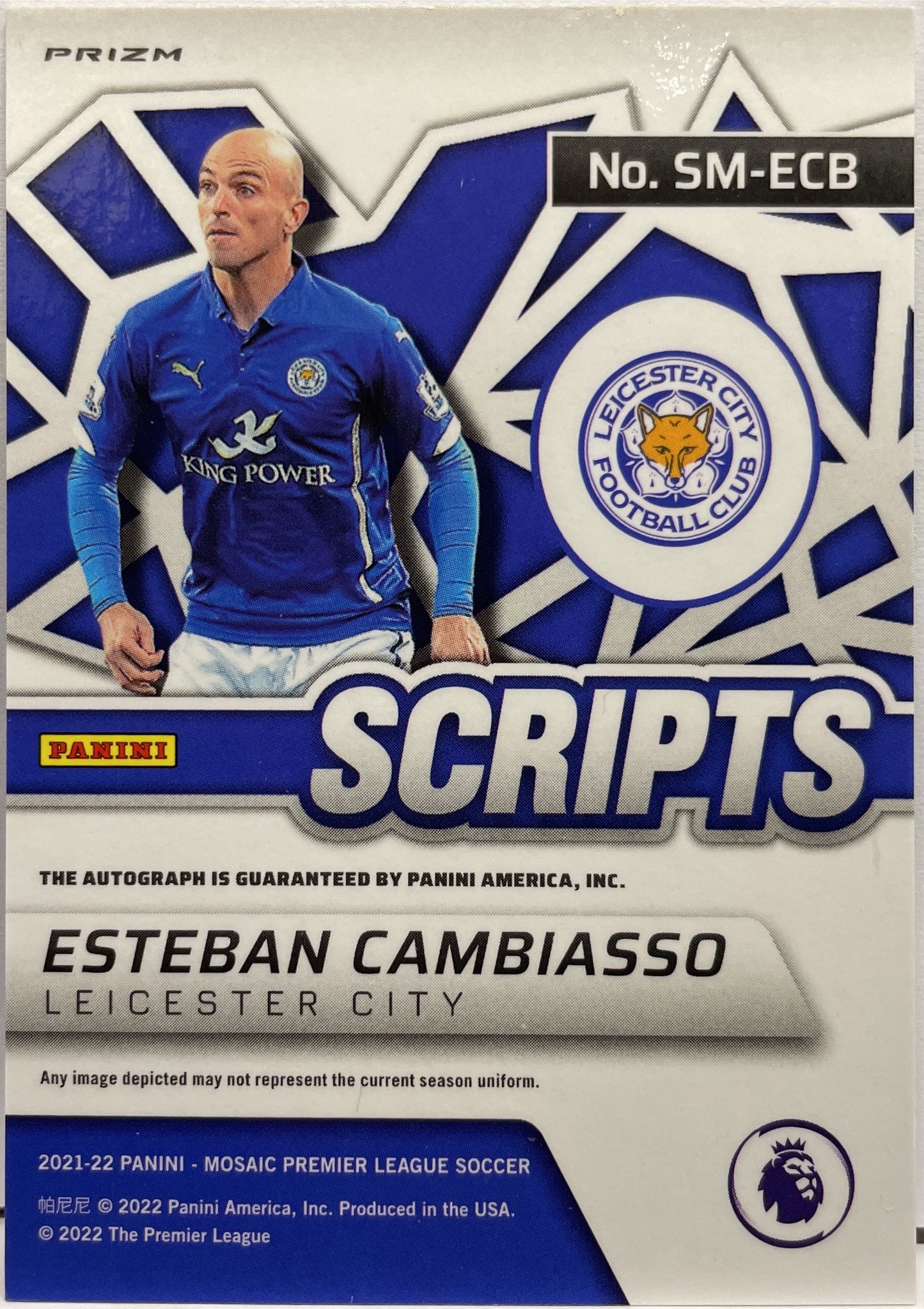 Esteban Cambiasso Autograph Scrips Mosaic Premier League 2021/22
