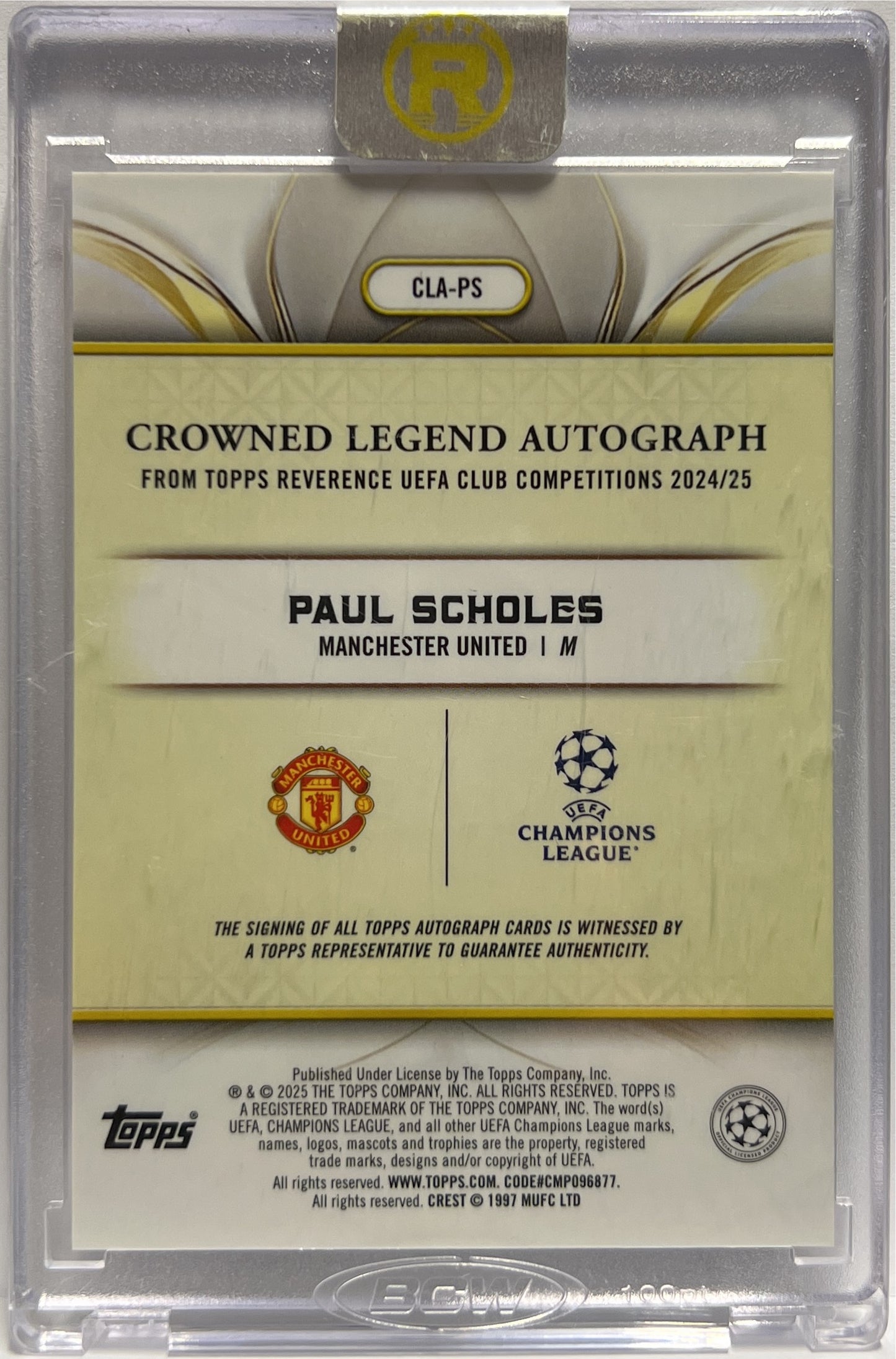 Paul Scholes 35/75 Autograph Crowned Legend Topps Reverence 2024/25