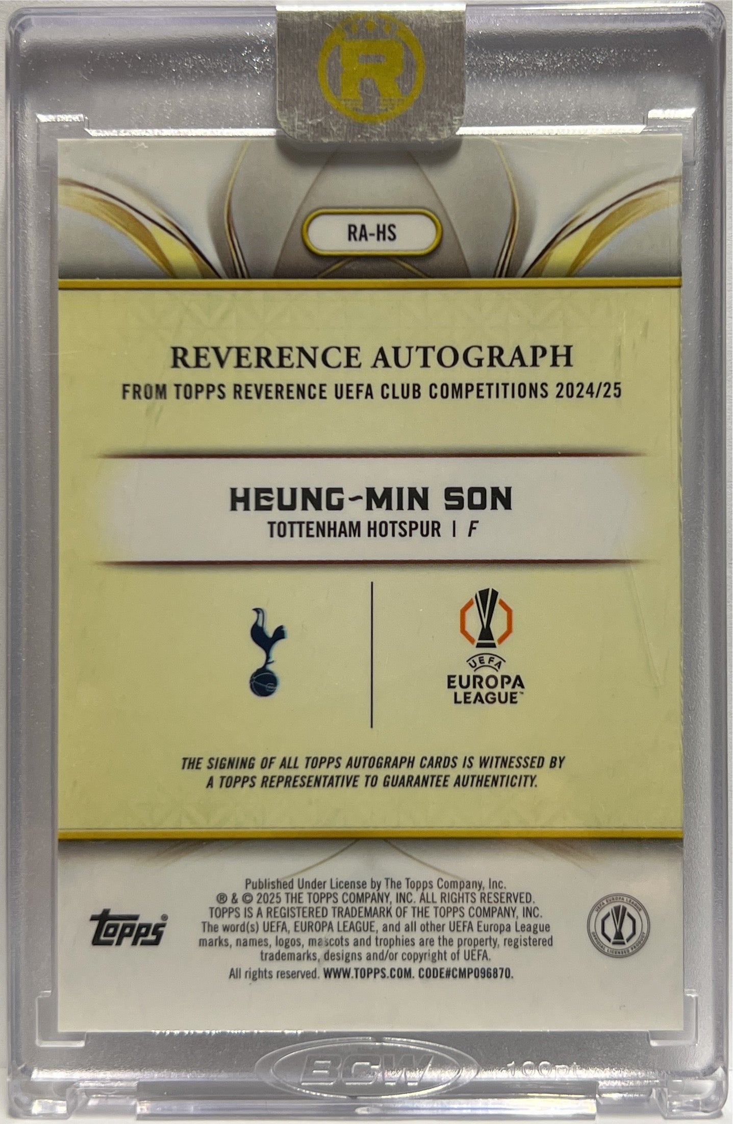 Heung Min Son 46/75 Autograph Topps Reverence 2024/25