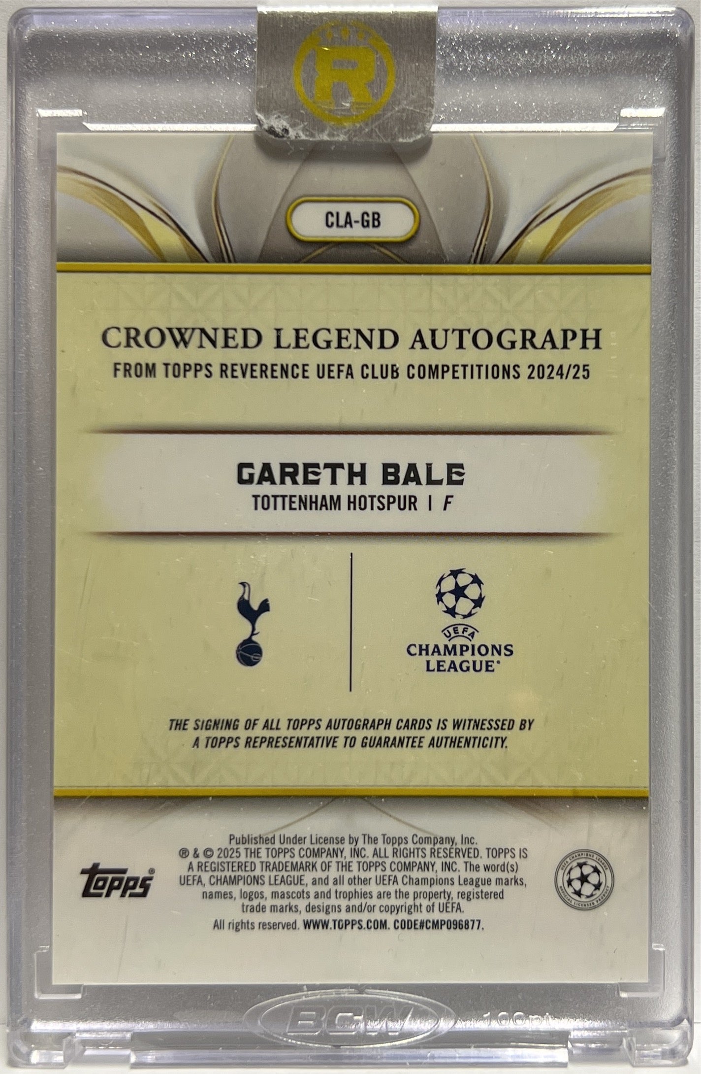 Gareth Bale 42/50 Autograph Crowned Legend Topps Reverence 2024/25