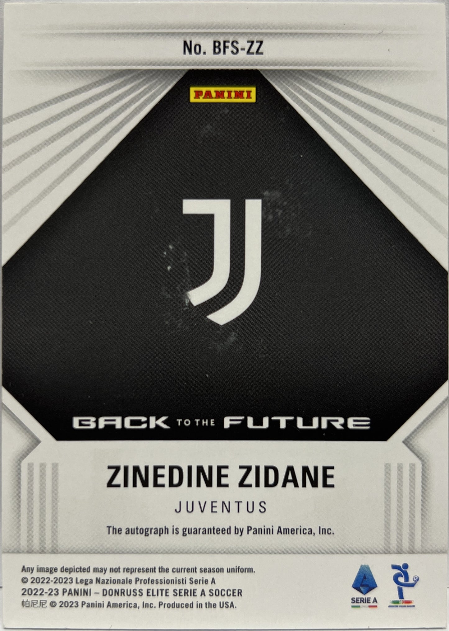 Zinedine Zidane 1/1 One Of One Autograph Back To The Future Donruss Elite Serie A 2022/23