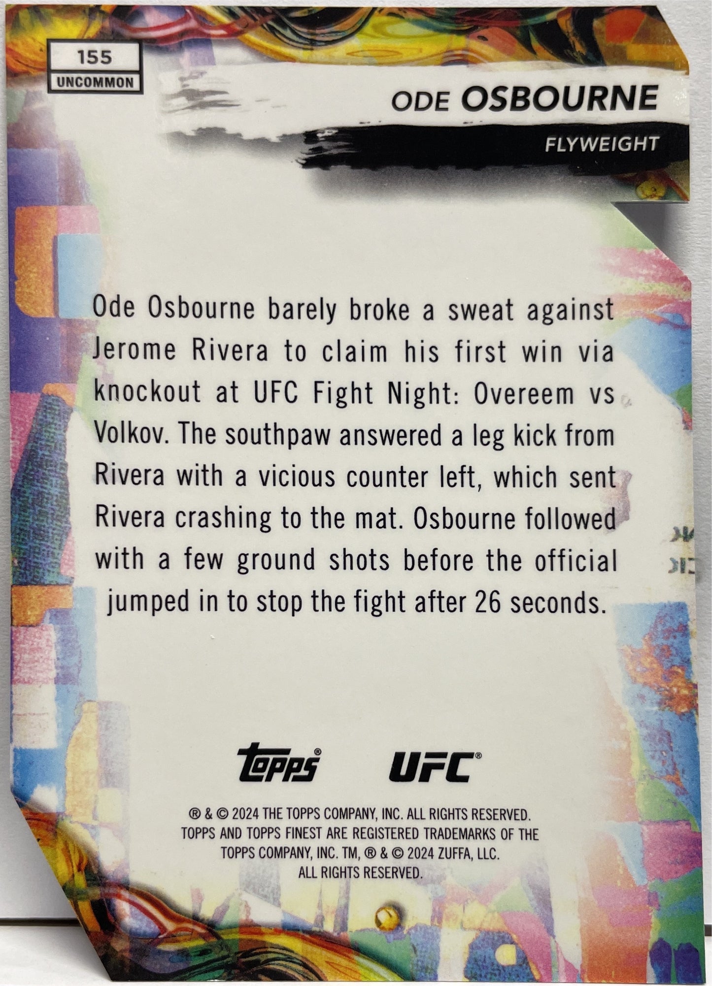Ode Osbourne 5/35 Rookie Die-Cut Topps Finest UFC 2024