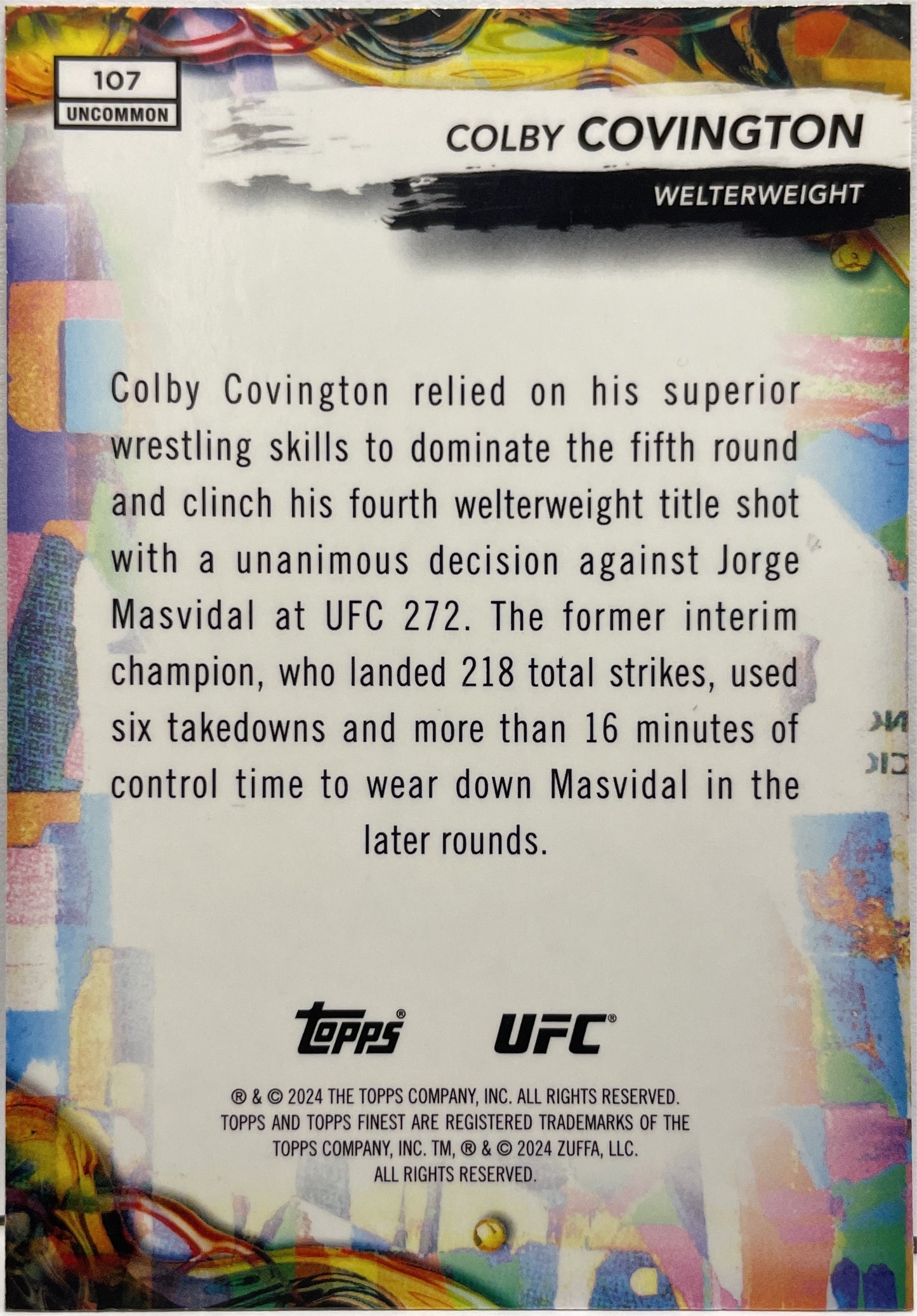 Colby Covington 153/175 Blue Topps Finest UFC 2024