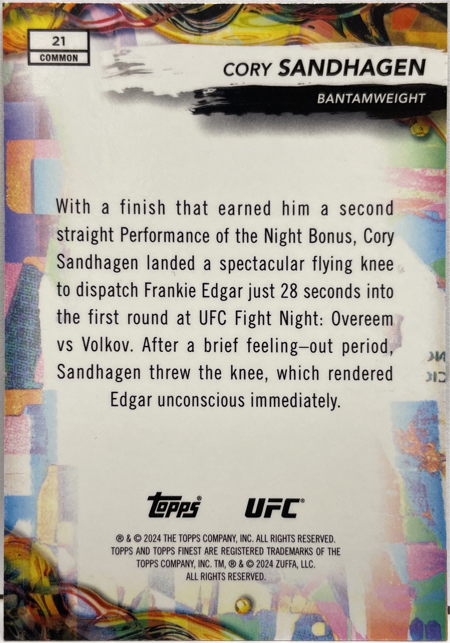 Cory Sandhagen 189/200 Blue Topps Finest UFC 2024