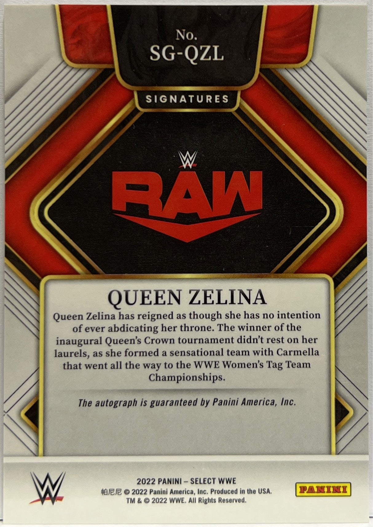 Queen Zelina Autograph Signature Select WWE 2022