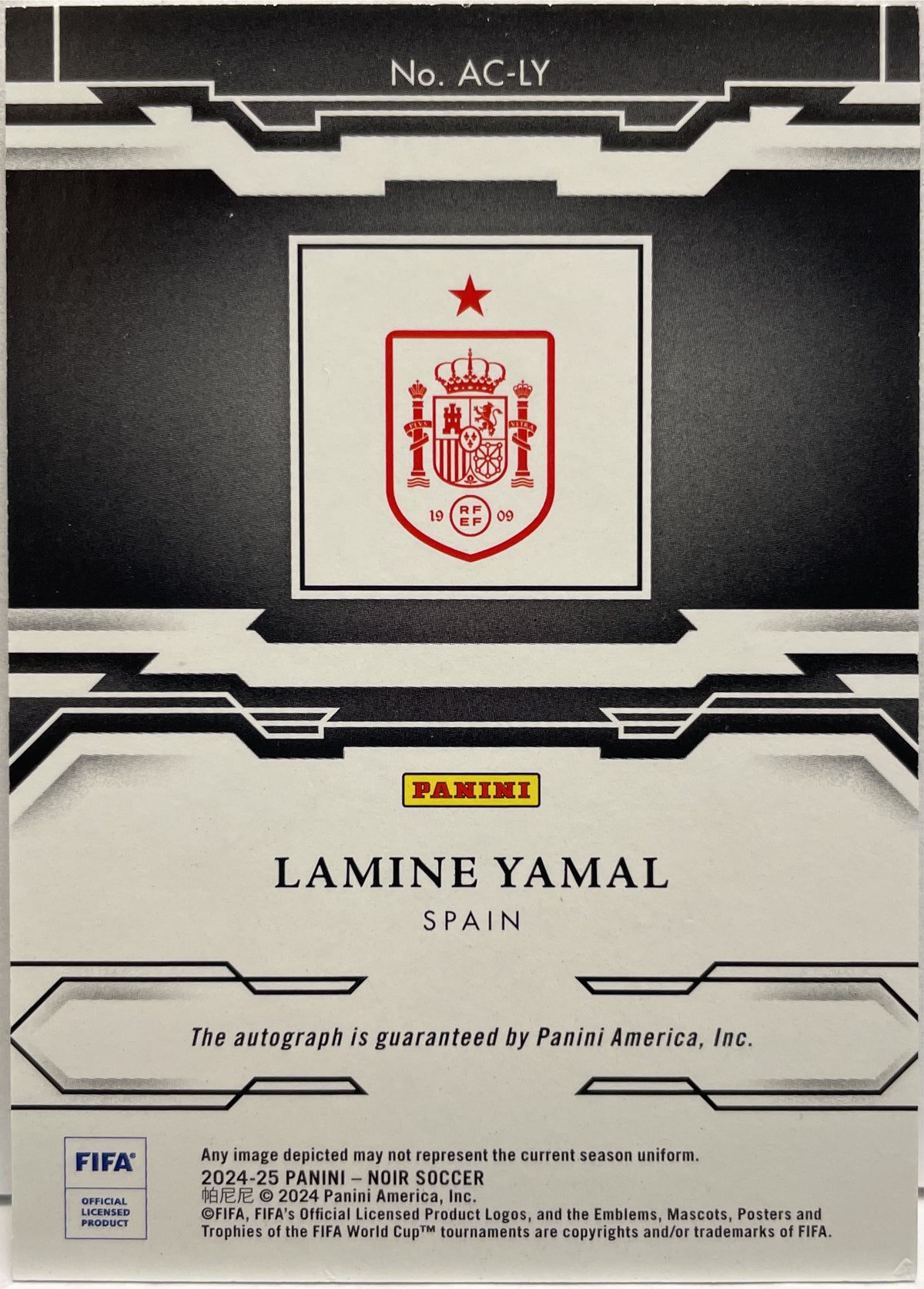 Lamine Yamal 35/99 Autograph Panini Noir 2024/25