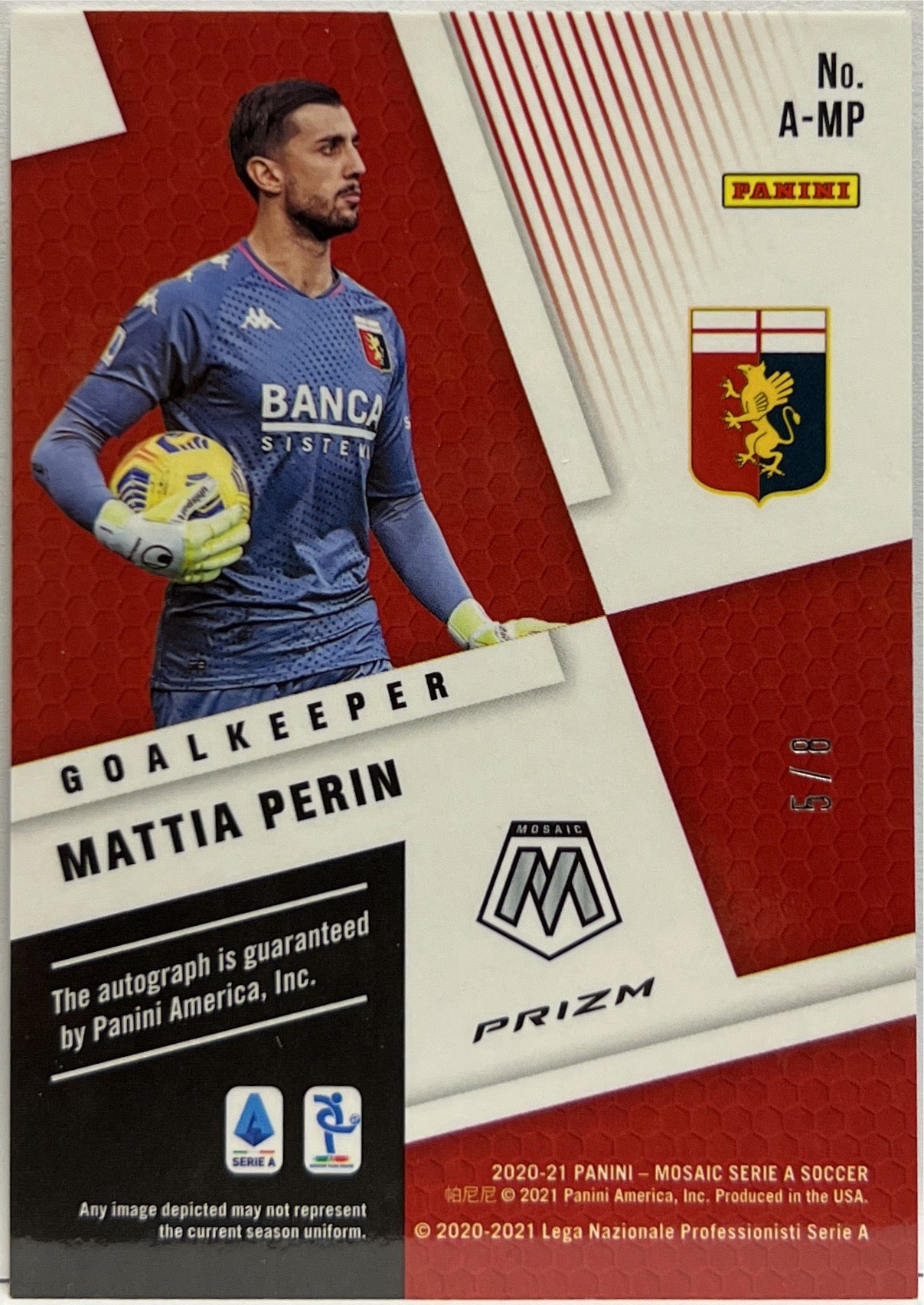 Mattia Perin 5/8 Autograph Black & Gold Mosaic Serie A 2020/21
