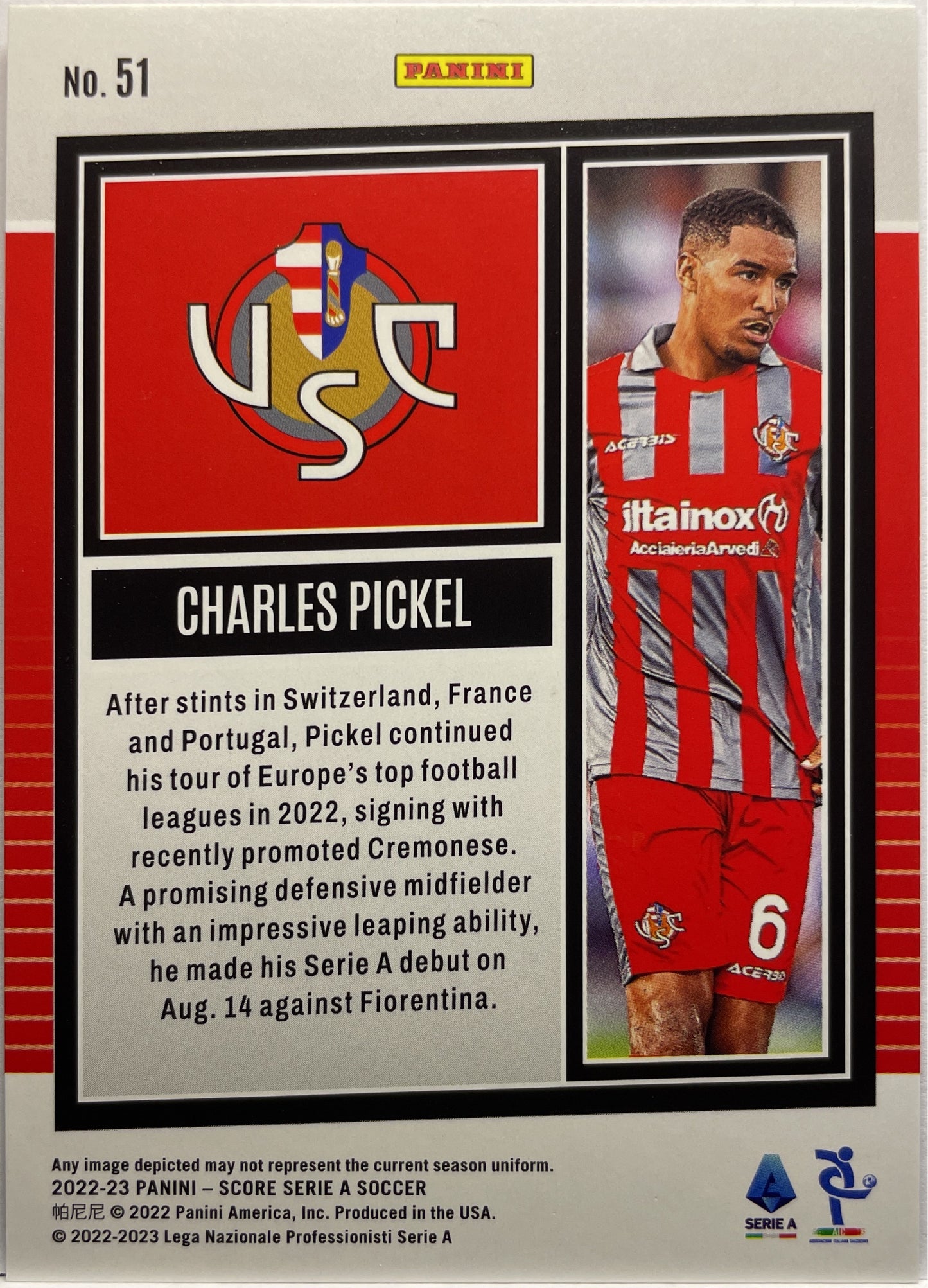 Charles Pickel 20/45 Rookie Pink Swirl Score Serie A 2022/23