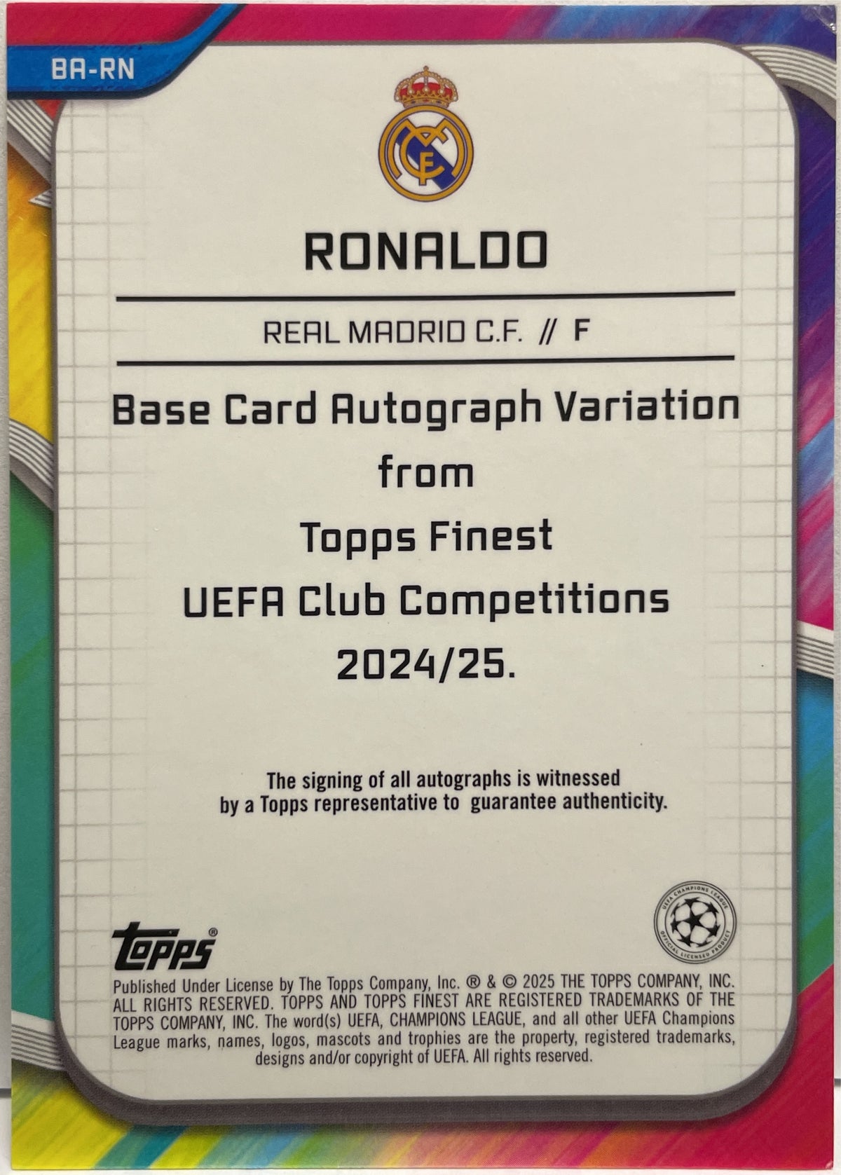 Ronaldo 4/5 Autograph Red Wave Topps Finest UCC 2024/25