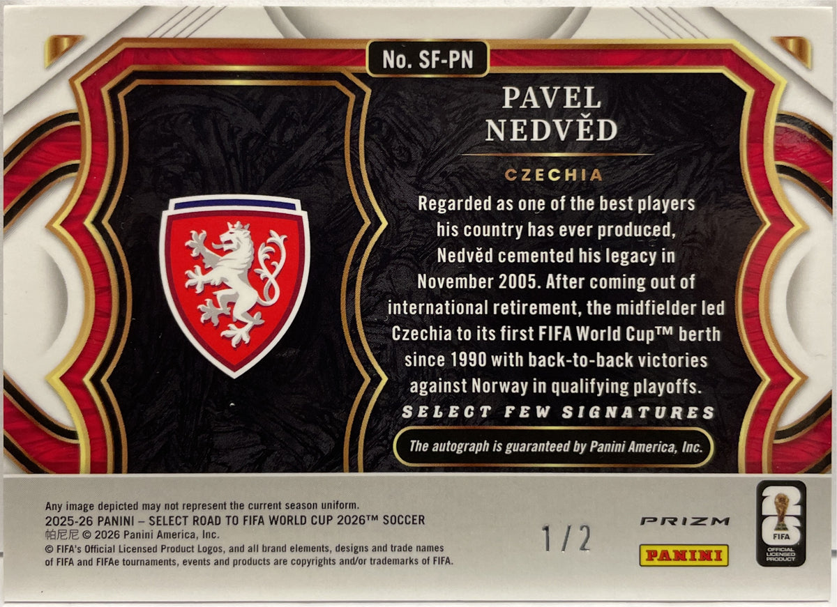 Pavel Nedved 1/2 Autograph Few Signatures Green Panini Select Fifa World Cup 2026