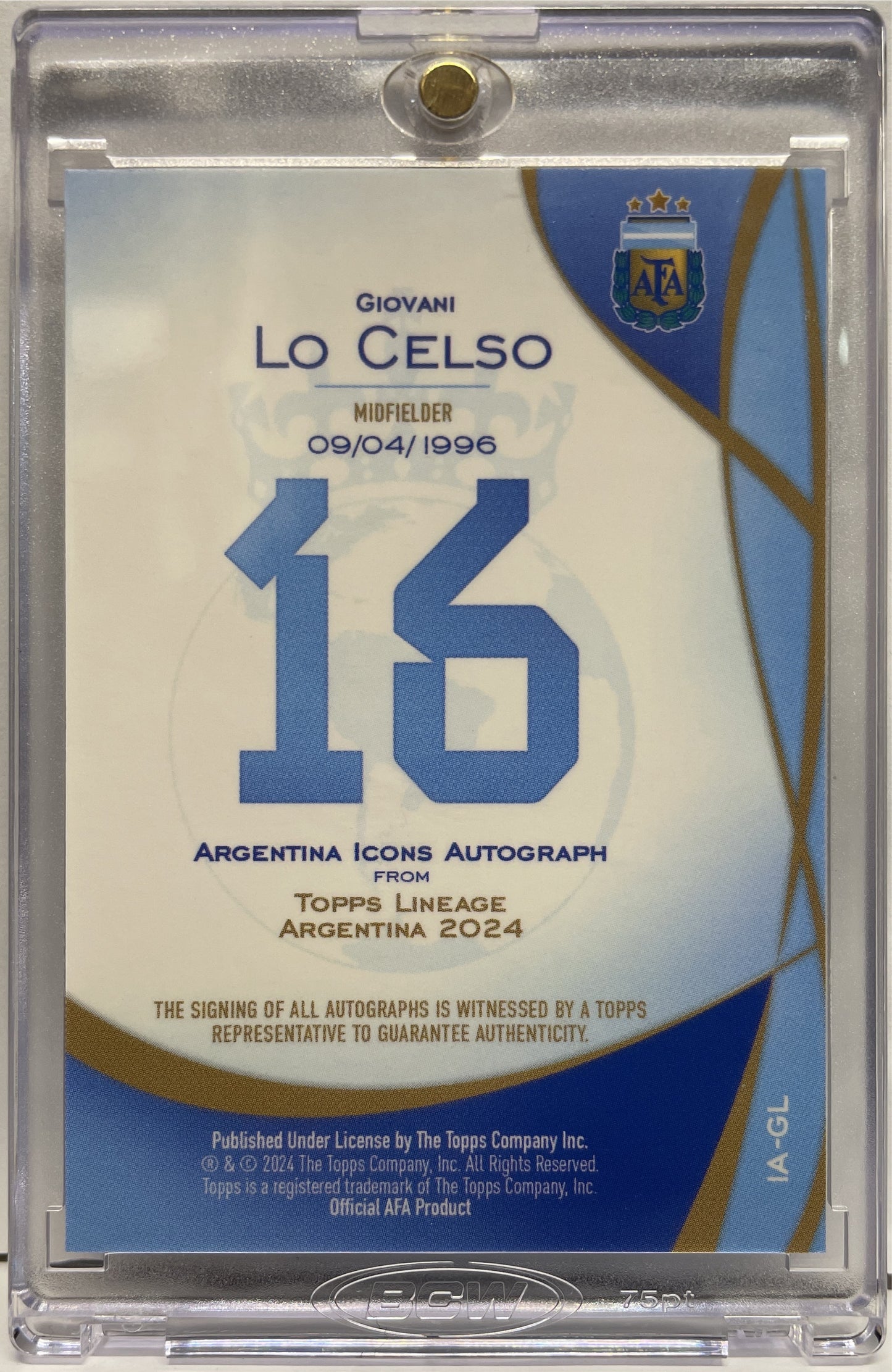 Giovani Lo Celso Autograph Topps Lineage Argentina 2024 One Touch