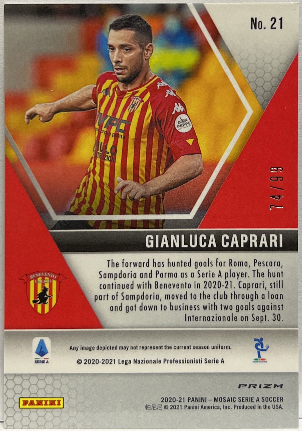 Gianluca Caprari 74/99 Rookie Blue Mosaic Serie A 2020/21