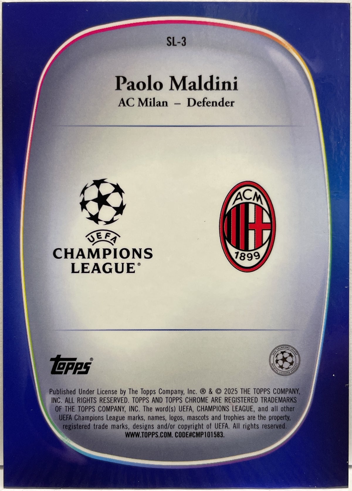 Paolo Maldini 2/10 Starball Black Topps Chrome UCC 2024/25