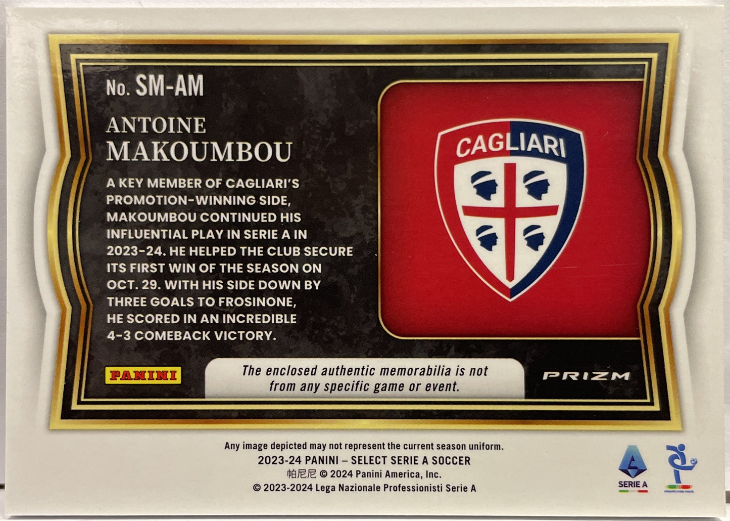 Antoine Makoumbou Rookie Patch Memorabilia Select Serie A 2023/24