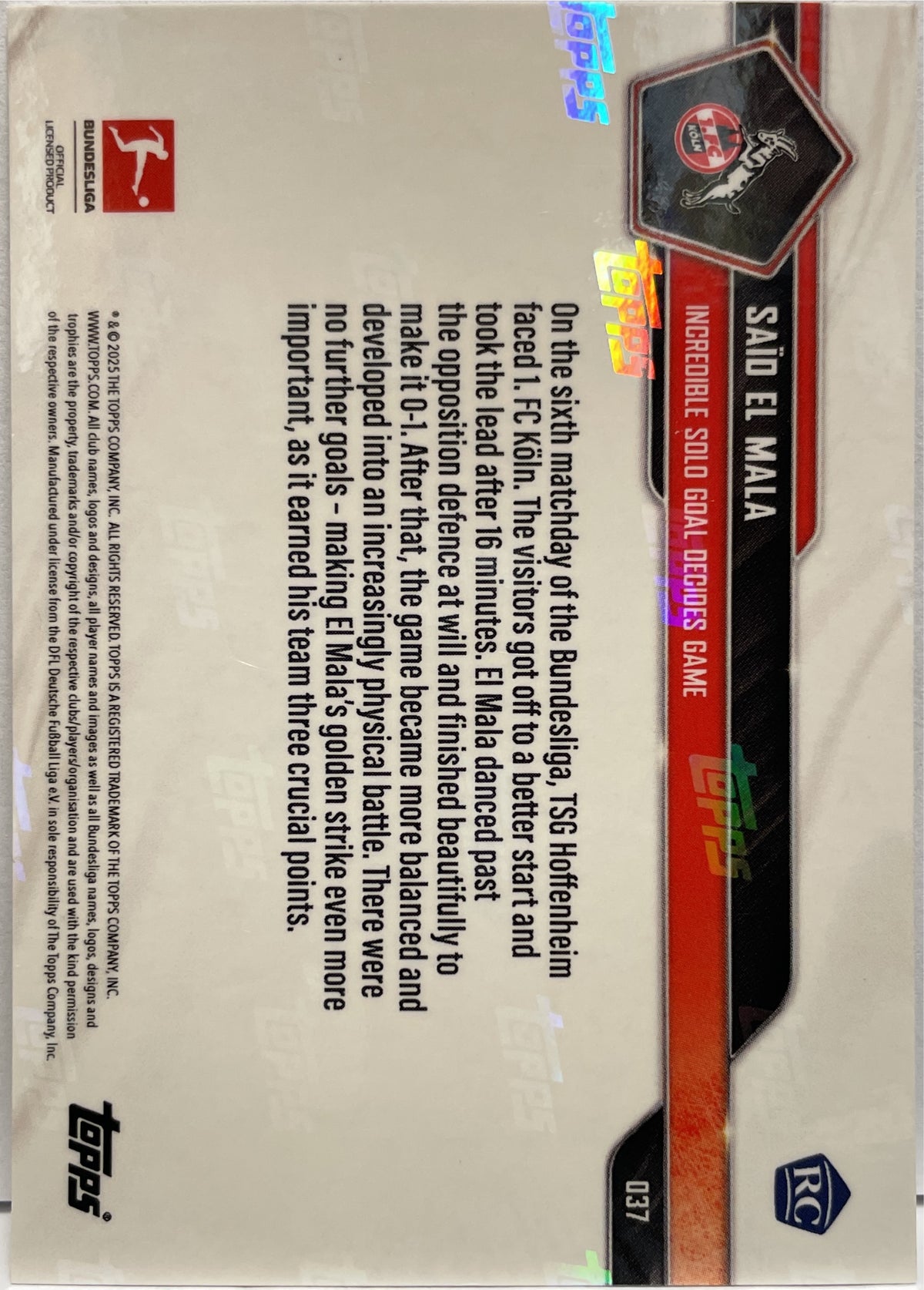 Said El Mala 5/5 Rookie Red Foil Topps Now 2025