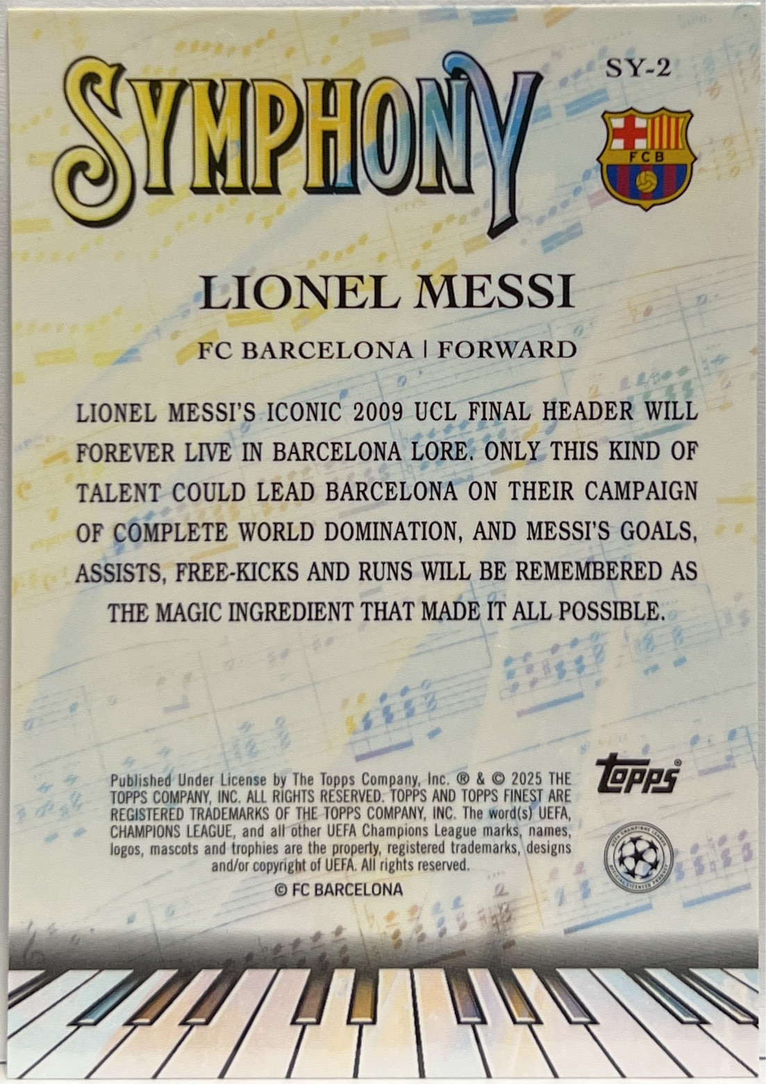 Lionel Messi 196/299 Symphony Purple Topps Finest UCC 2024/25