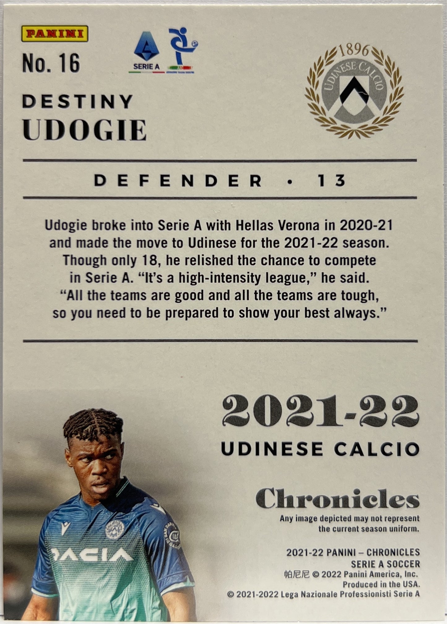 Destiny Udogie Rookie Red Chronicles Serie A 2021/22